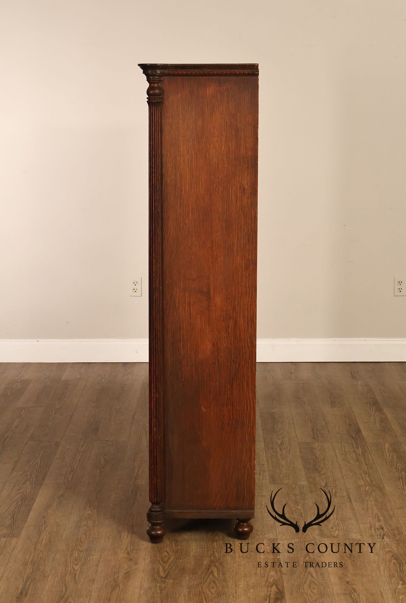 Arts and Crafts Antique Oak and Leaded Glass Bookcase