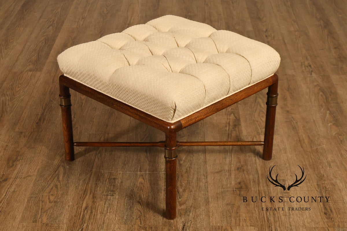 Mid Century Modern Pair of Upholstered Walnut Benches