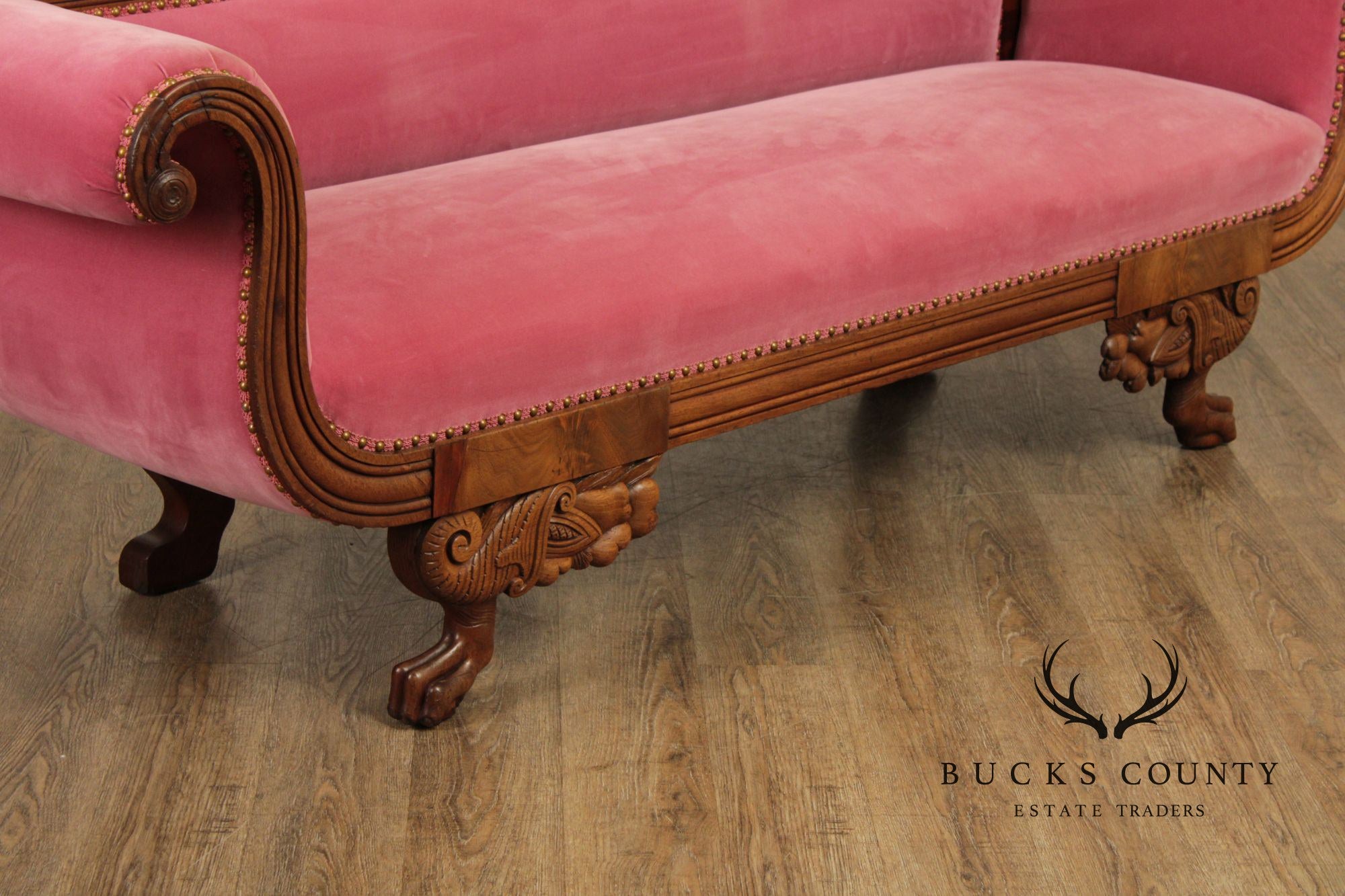 Antique American Empire Carved Mahogany Sofa