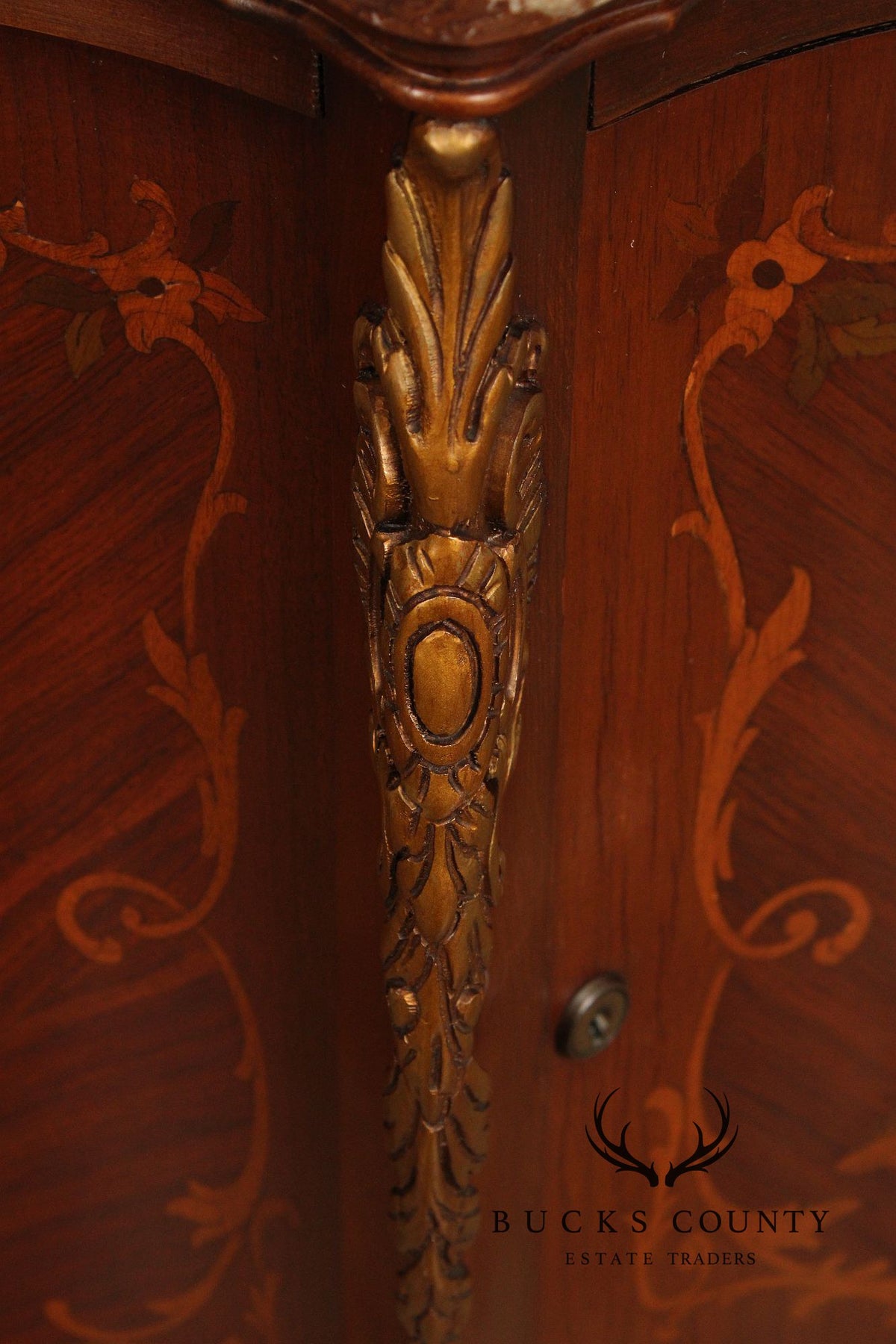 French Louis XV Style Ormolu Mounted Marquetry Bombe Chest