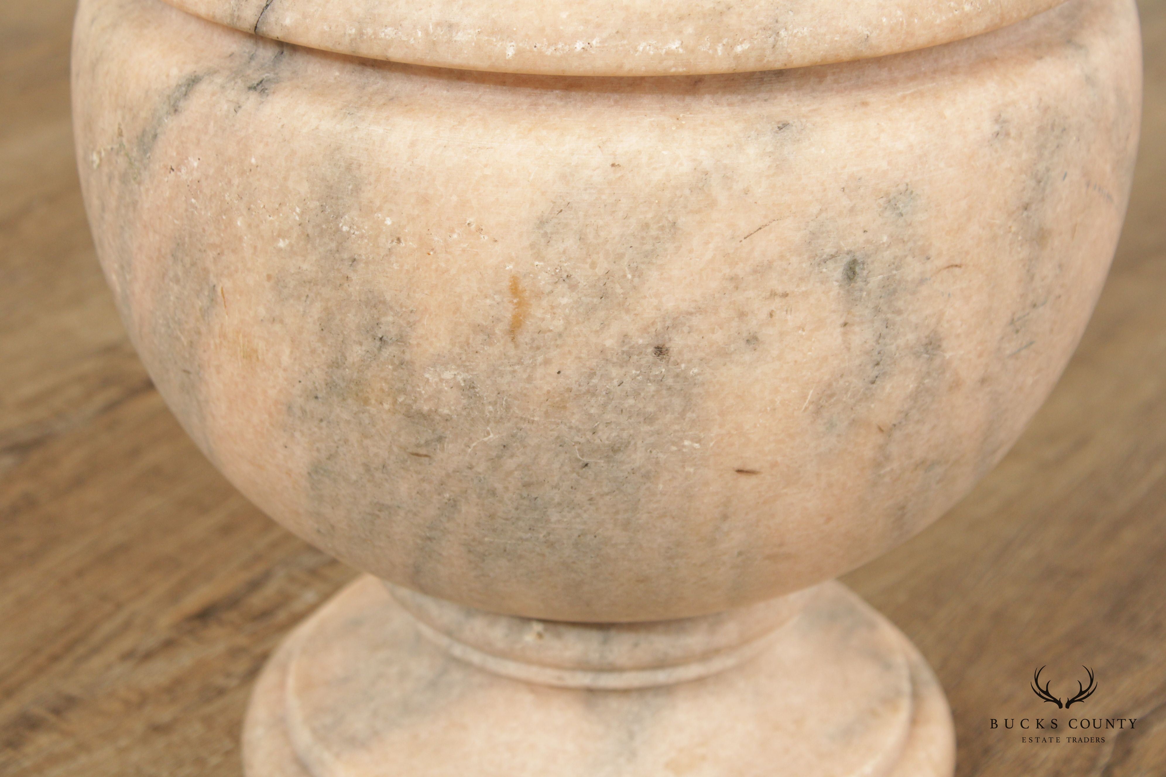 Antique Style Marble Footed Urn Vase with Turned Rim
