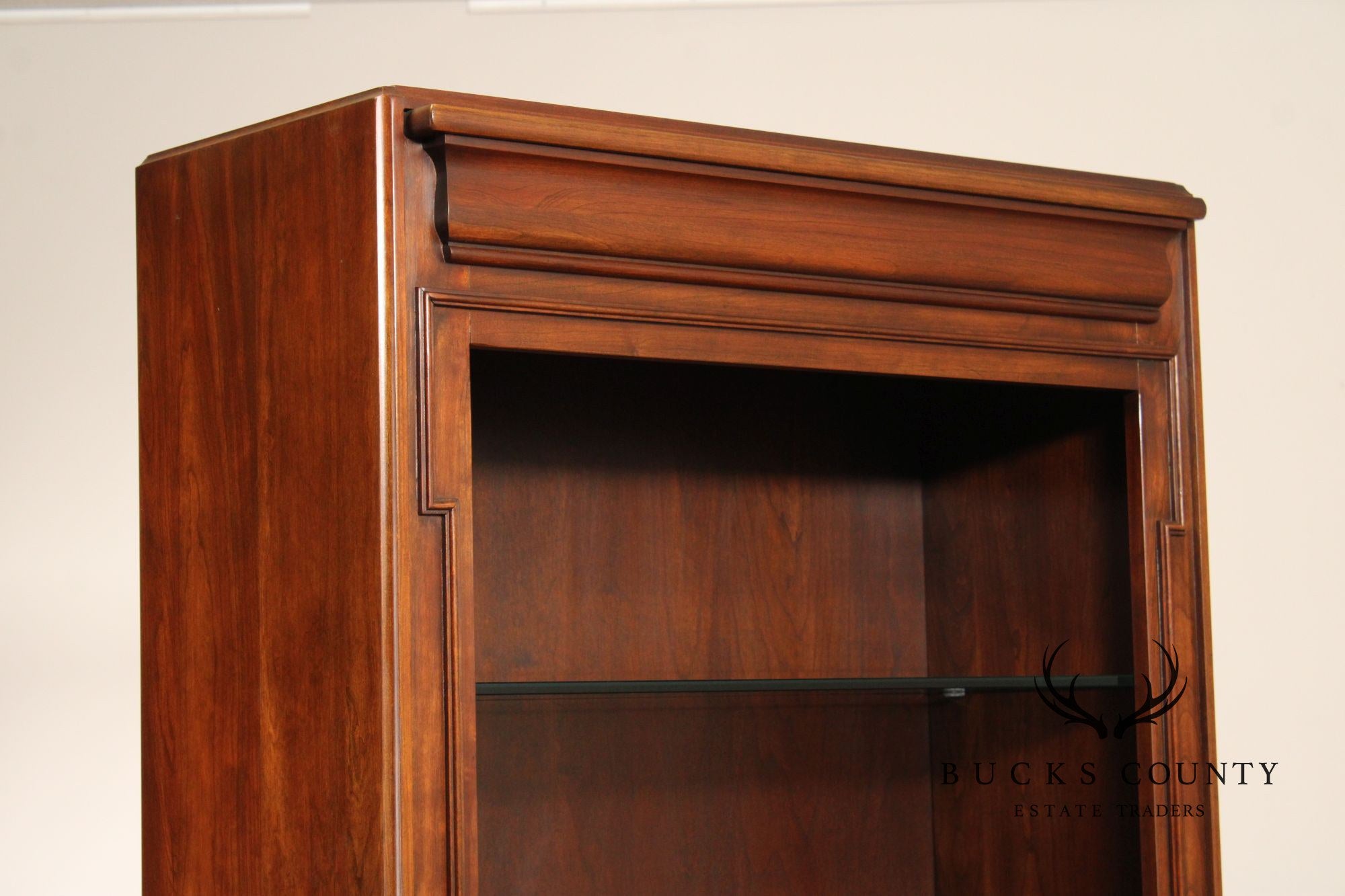 Harden Traditional Style Pair Of Cherry Lighted Display Bookcases