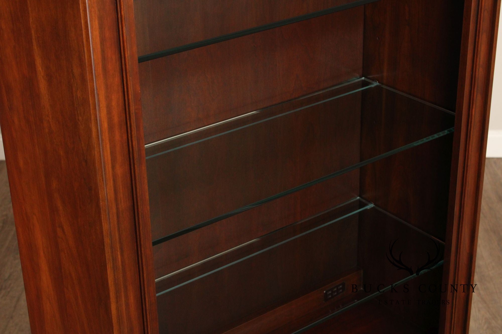 Harden Traditional Style Pair Of Cherry Lighted Display Bookcases