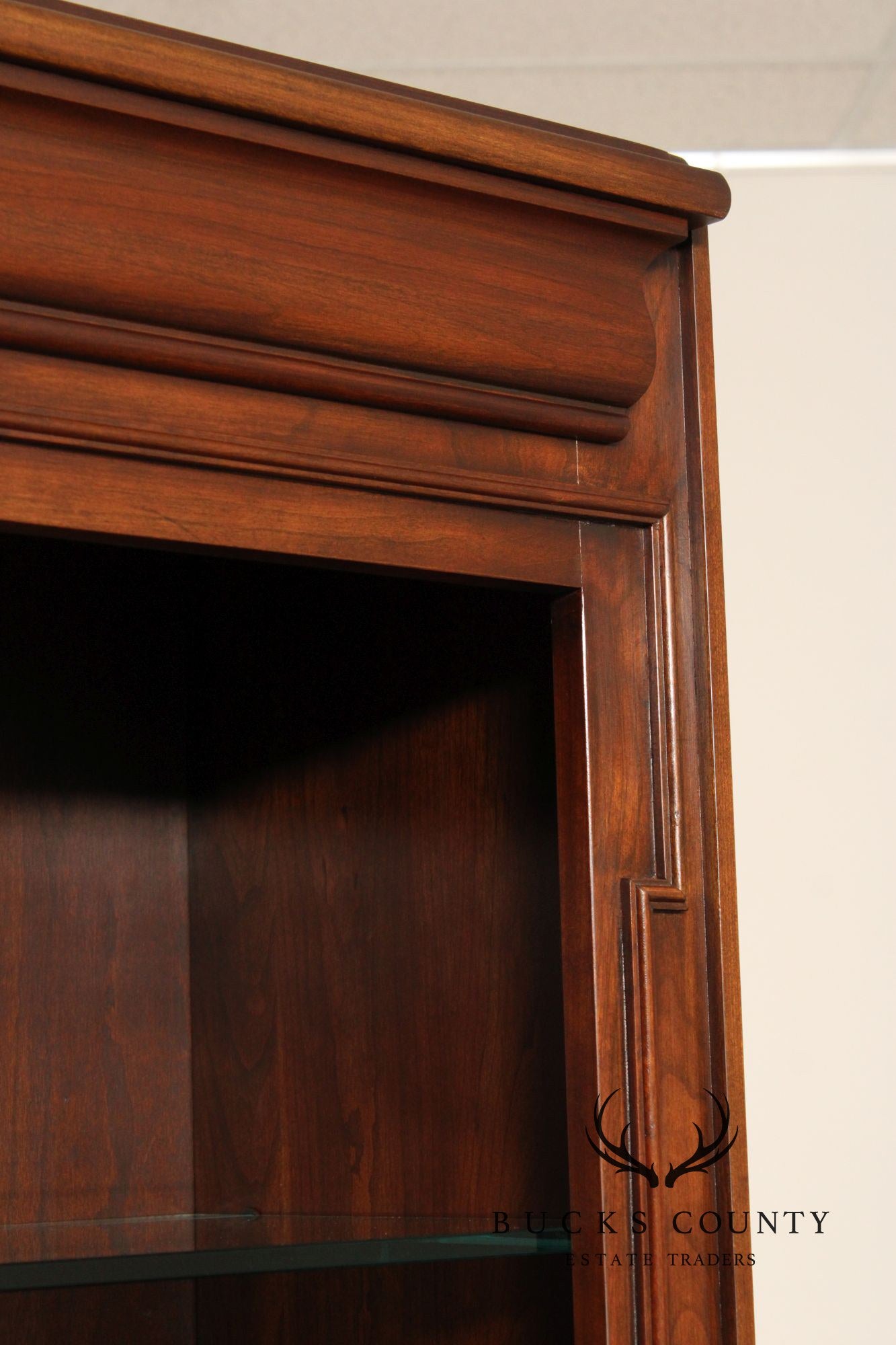Harden Traditional Style Pair Of Cherry Lighted Display Bookcases