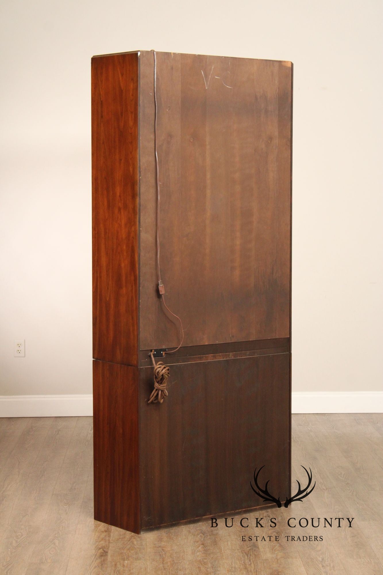 Harden Traditional Style Pair Of Cherry Lighted Display Bookcases