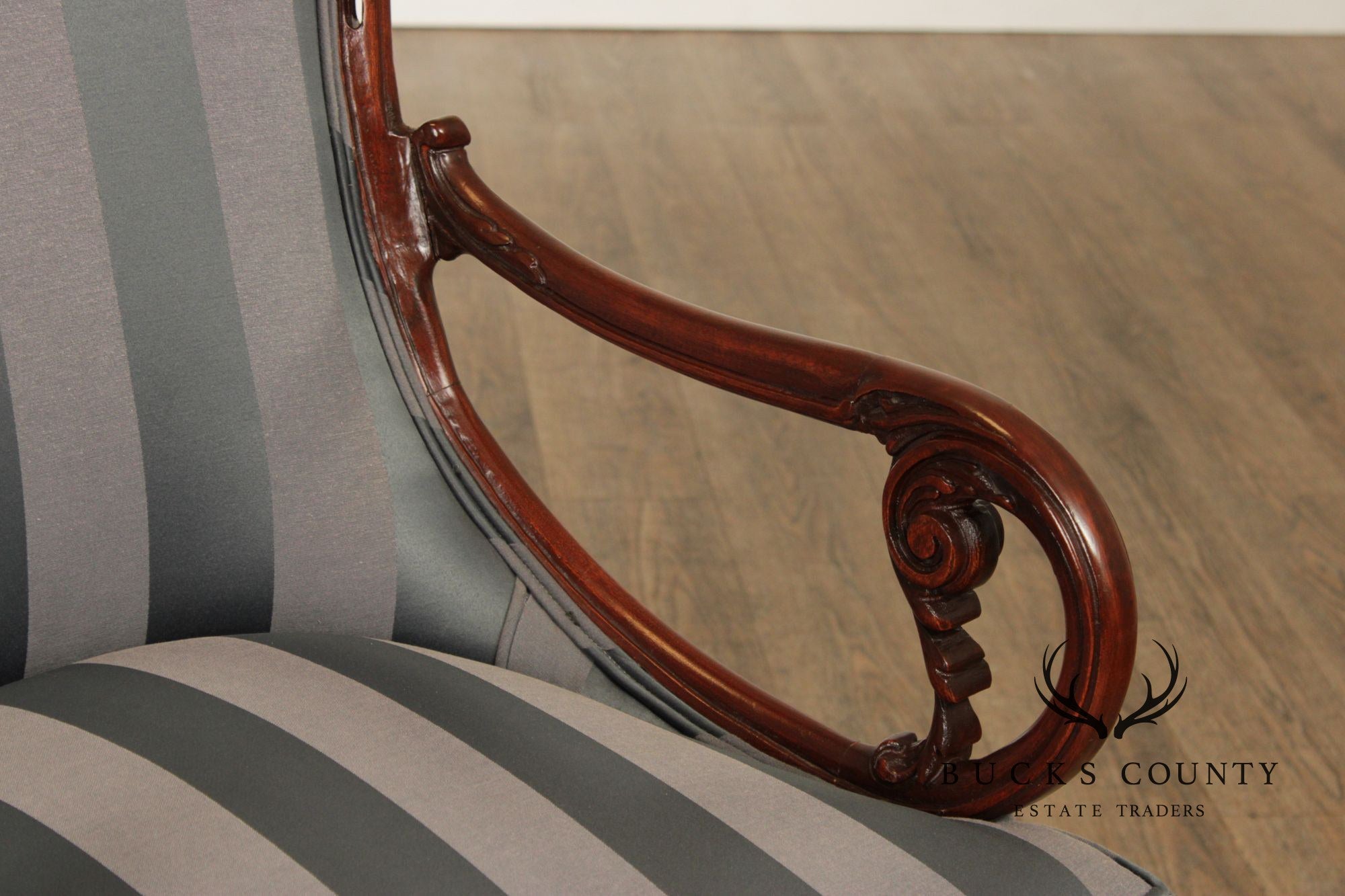 Pair Of Louis XV Style Carved Mahogany Upholstered Armchairs