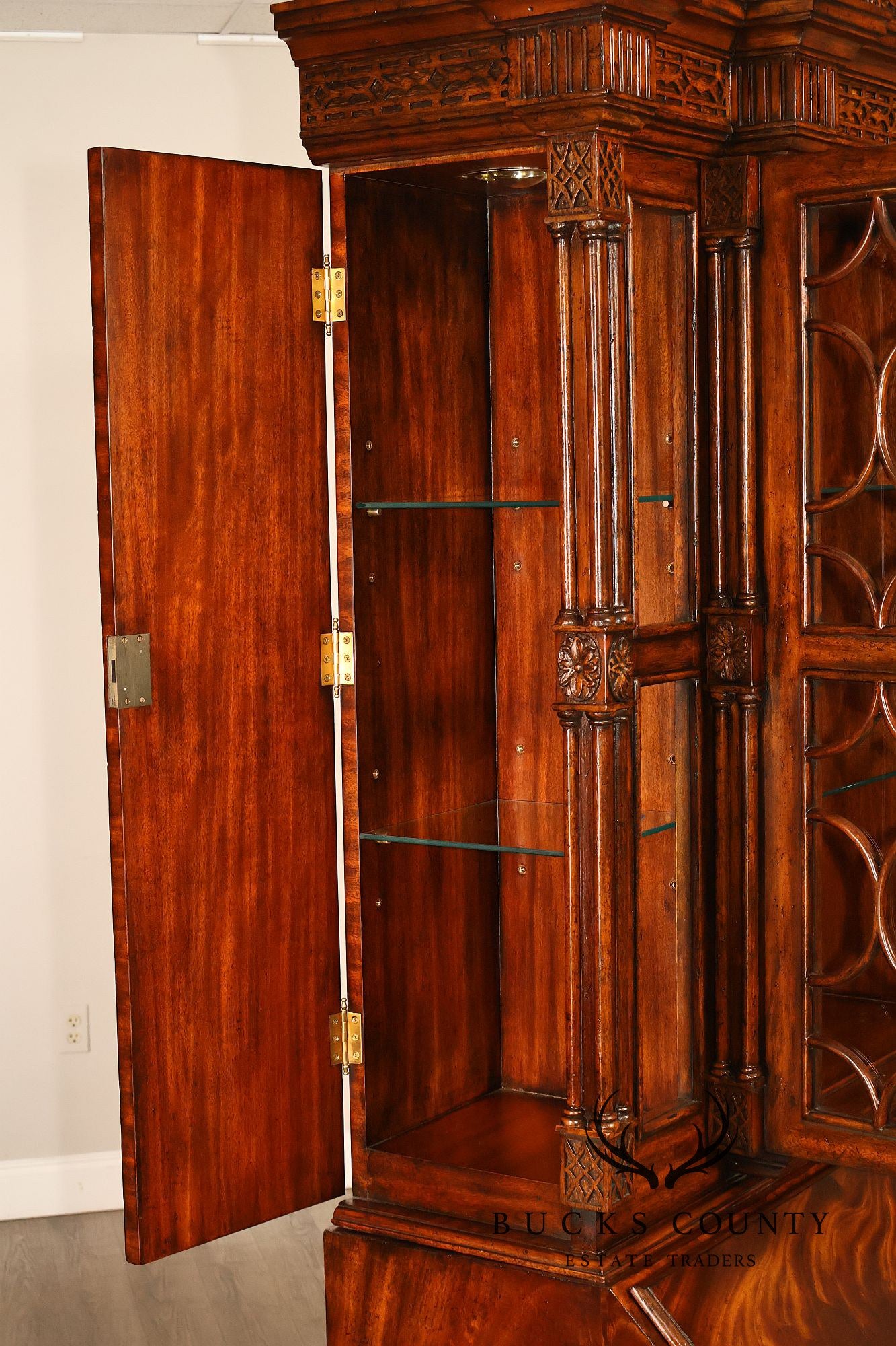 Maitland Smith Georgian Style Mahogany Secretary Bookcase