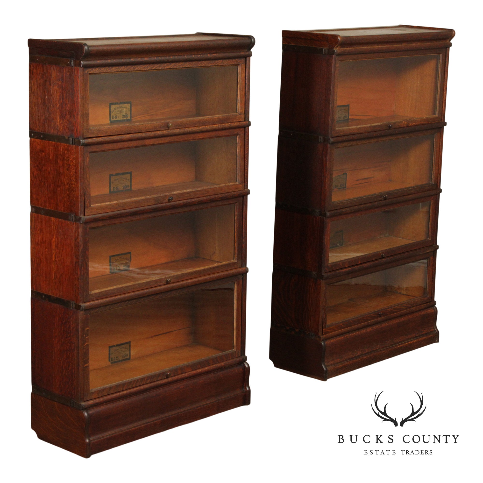 Globe Wernicke Antique Pair Of Stacking Barrister Bookcases