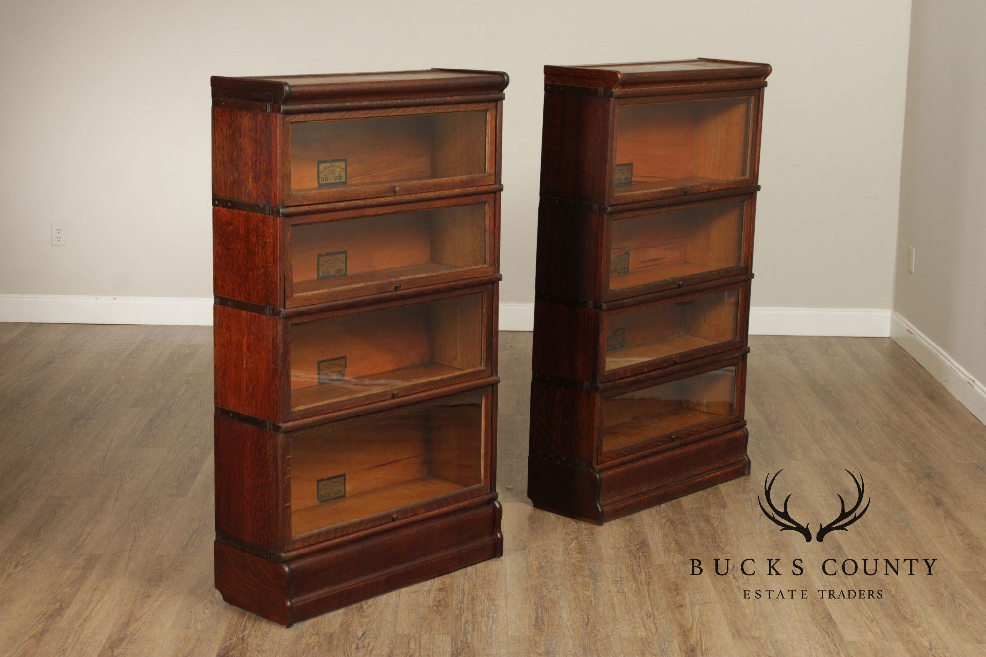 Globe Wernicke Antique Pair Of Stacking Barrister Bookcases
