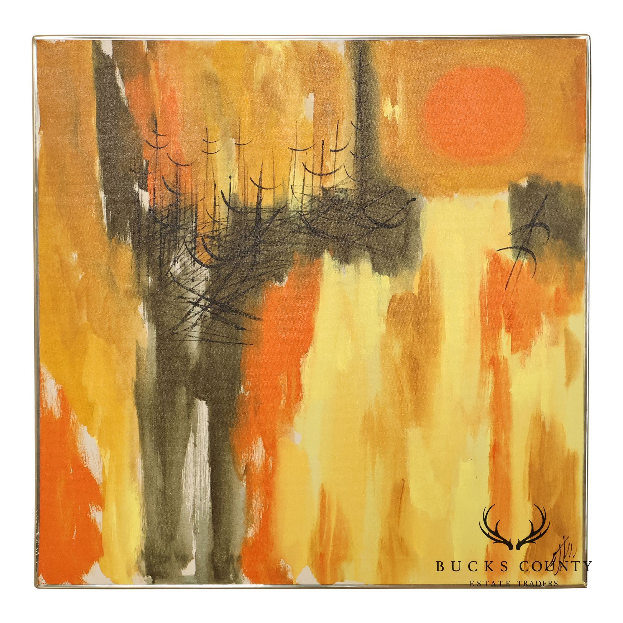 Etta Benjamin Cien Mid Century Modern Abstract Oil Painting