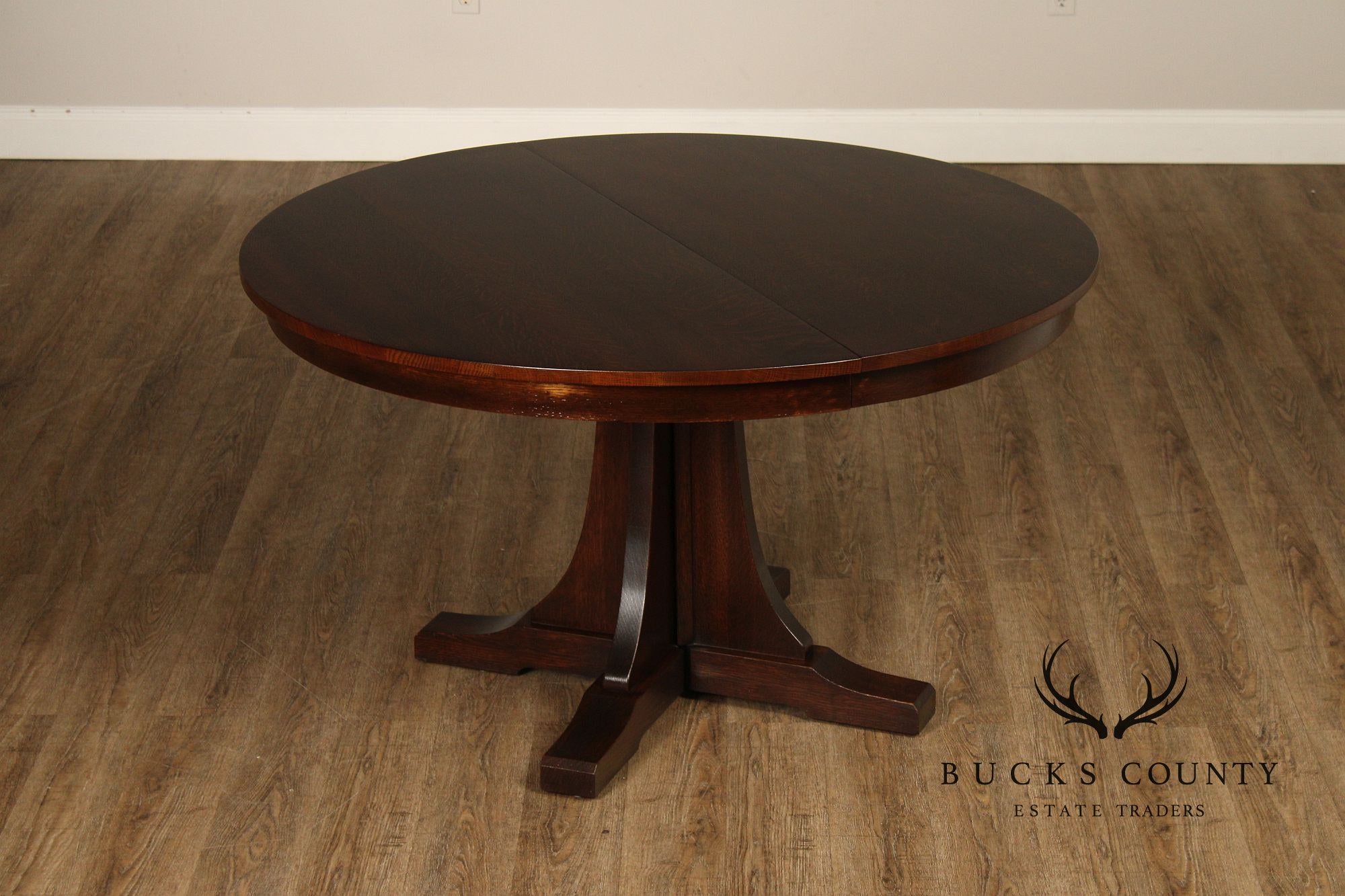 Stickley Mission Collection Round Oak Extendable Dining Table