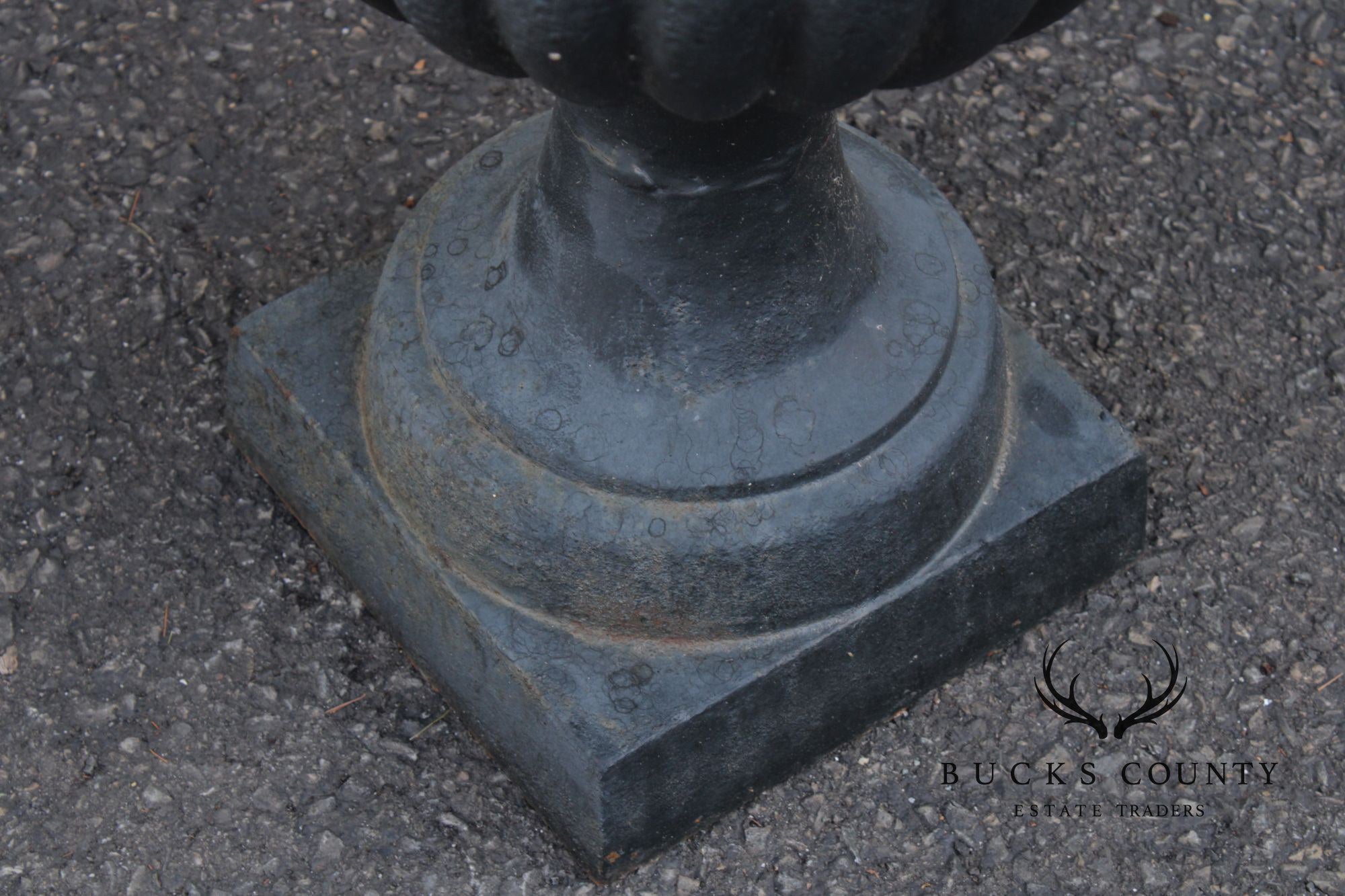 Neoclassical Style Vintage Pair Cast Iron Garden Urn Planters