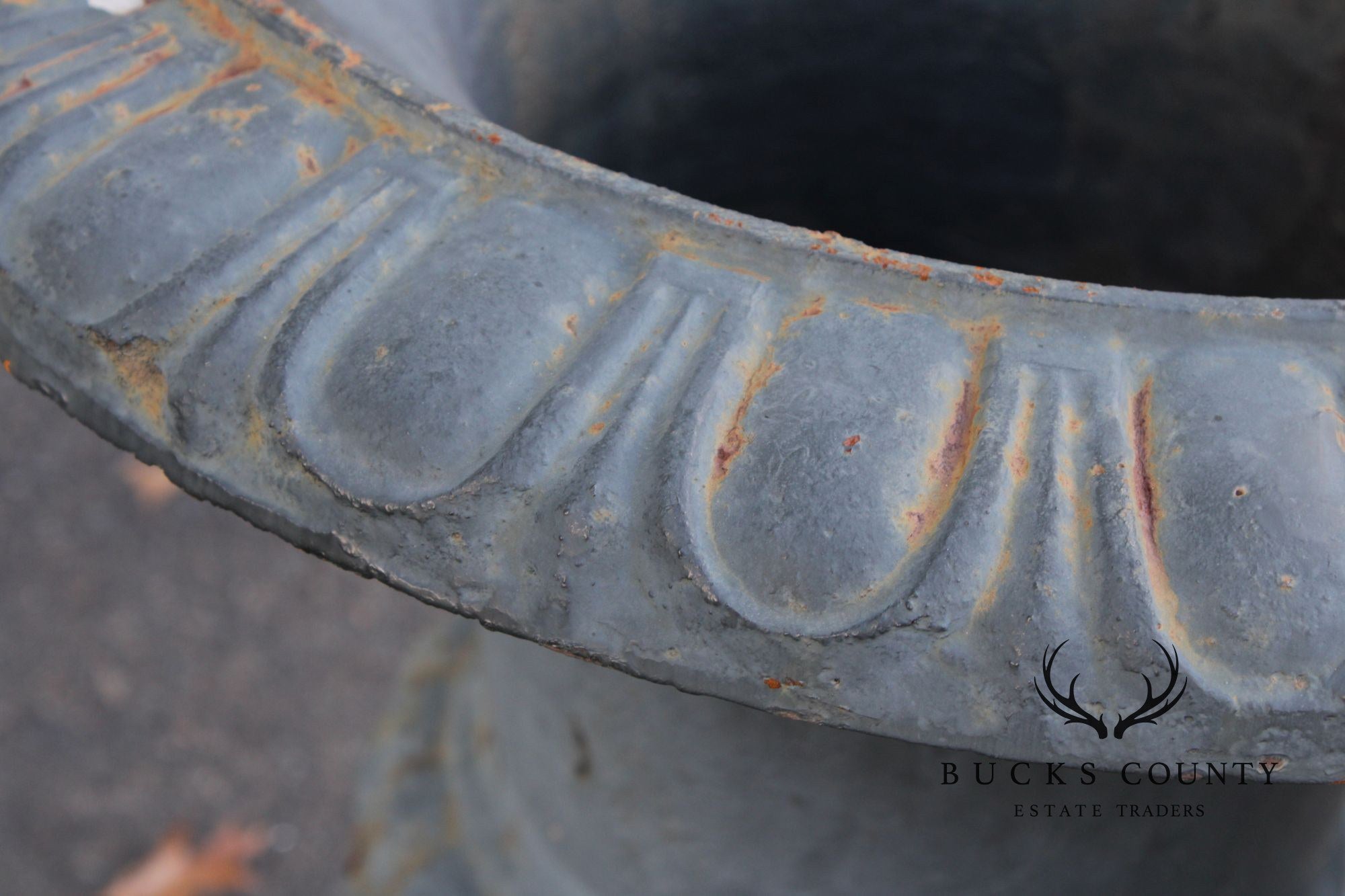 Neoclassical Style Vintage Pair Cast Iron Garden Urn Planters