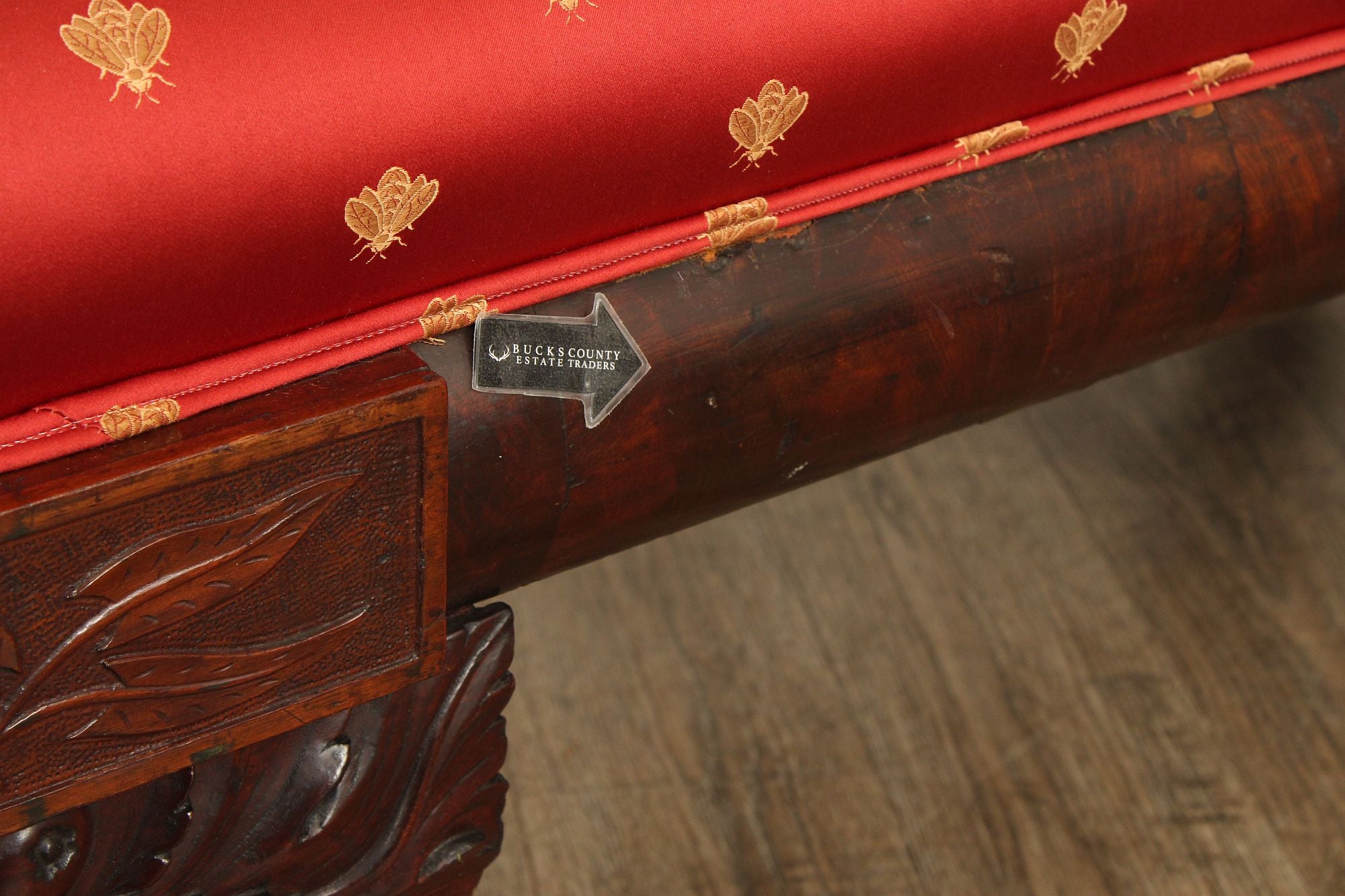 Antique American Classical Empire Carved Mahogany Sofa