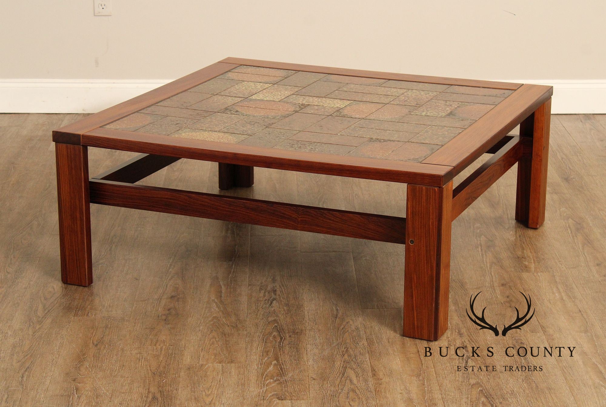 Vintage Danish Modern Rosewood & Tile Square Coffee Table