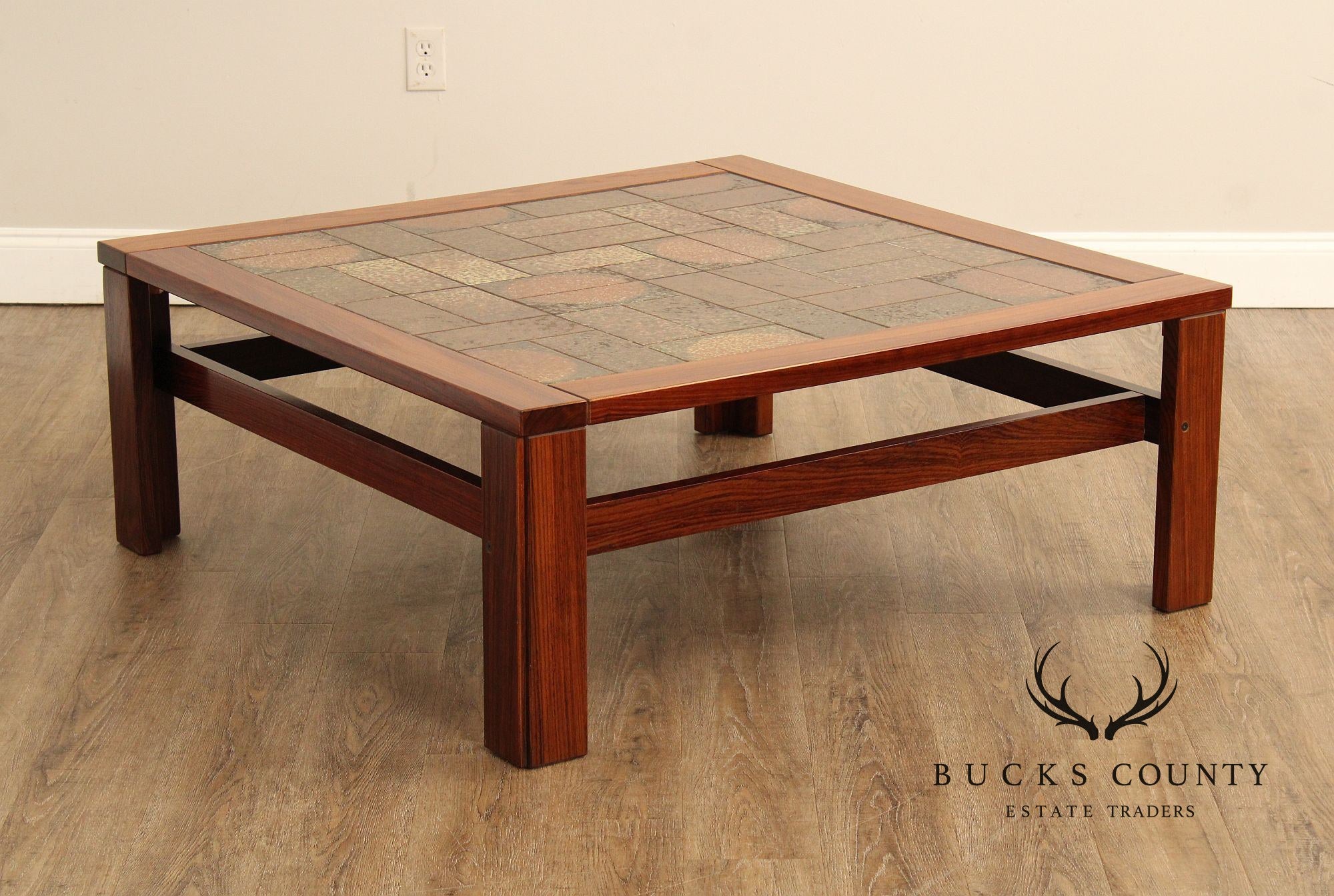 Vintage Danish Modern Rosewood & Tile Square Coffee Table