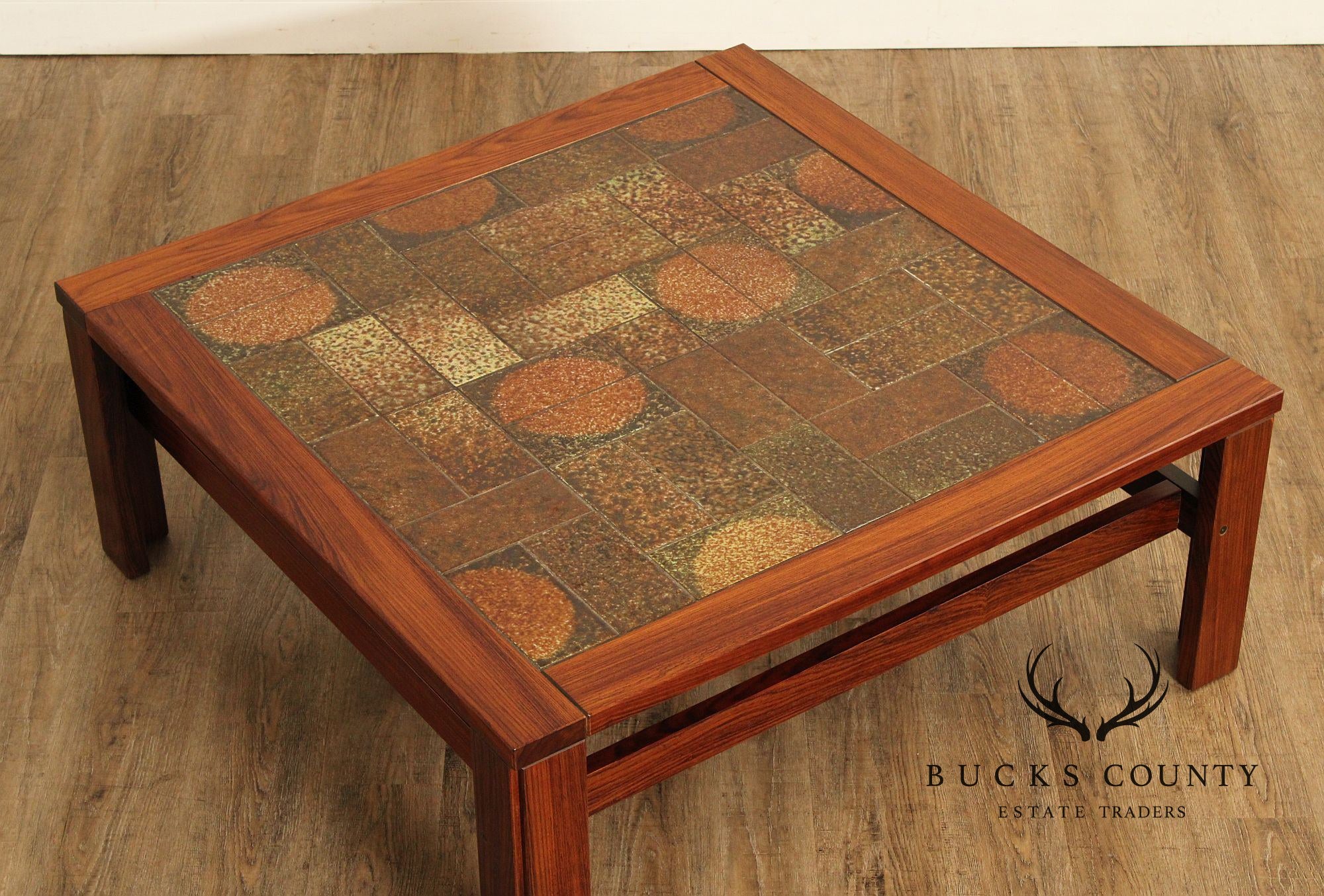 Vintage Danish Modern Rosewood & Tile Square Coffee Table