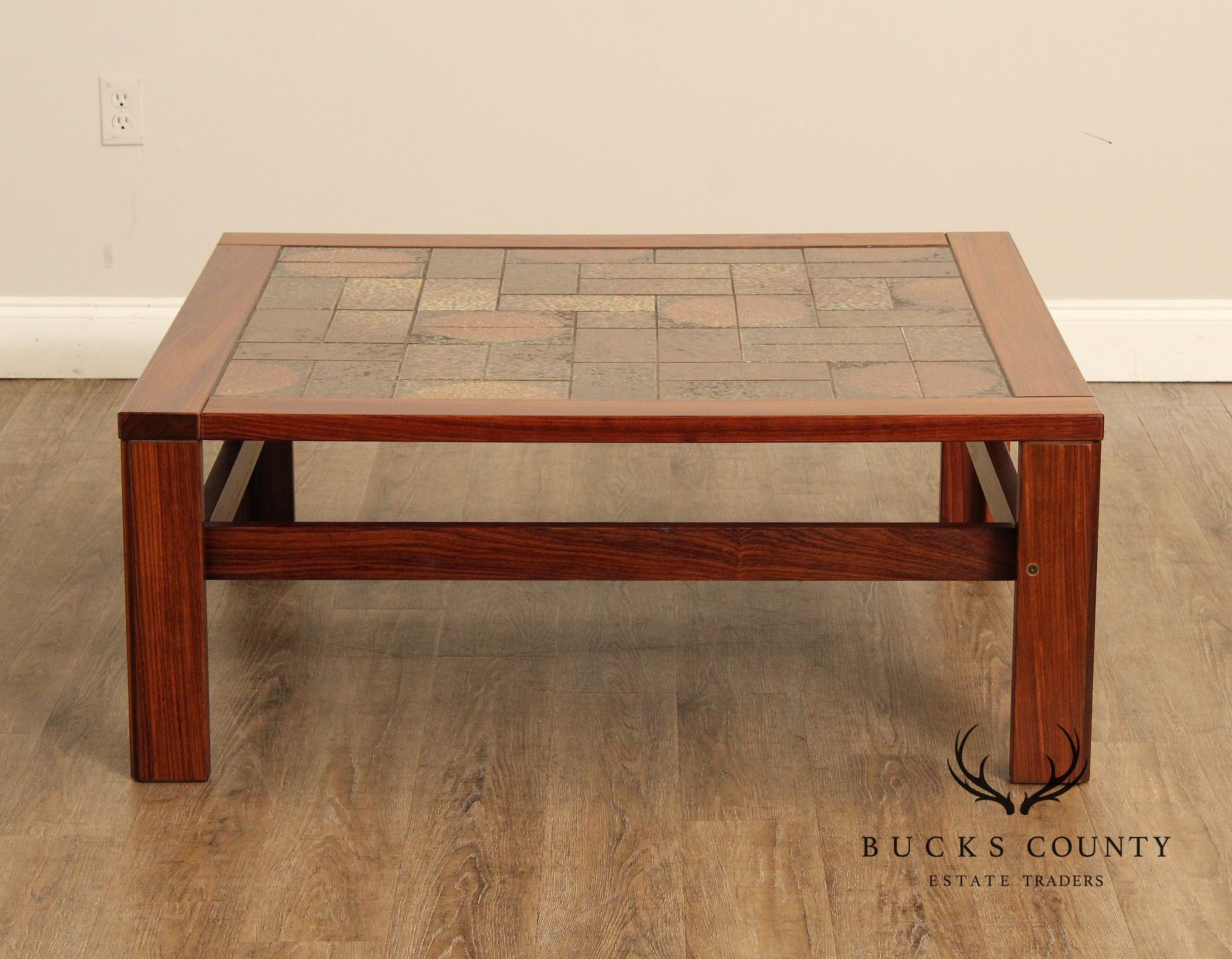 Vintage Danish Modern Rosewood & Tile Square Coffee Table
