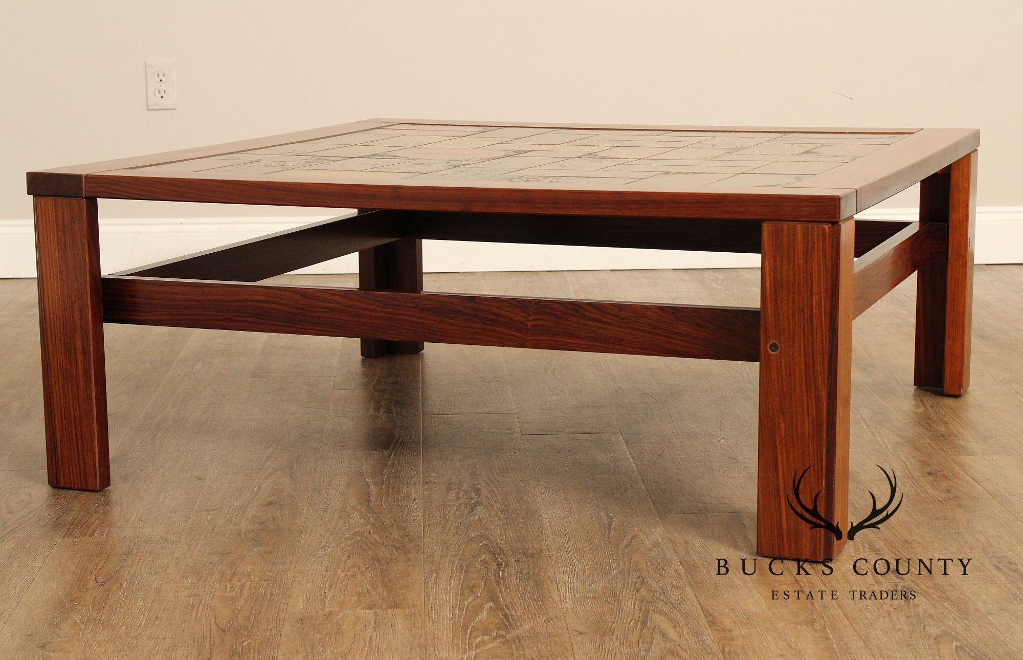 Vintage Danish Modern Rosewood & Tile Square Coffee Table