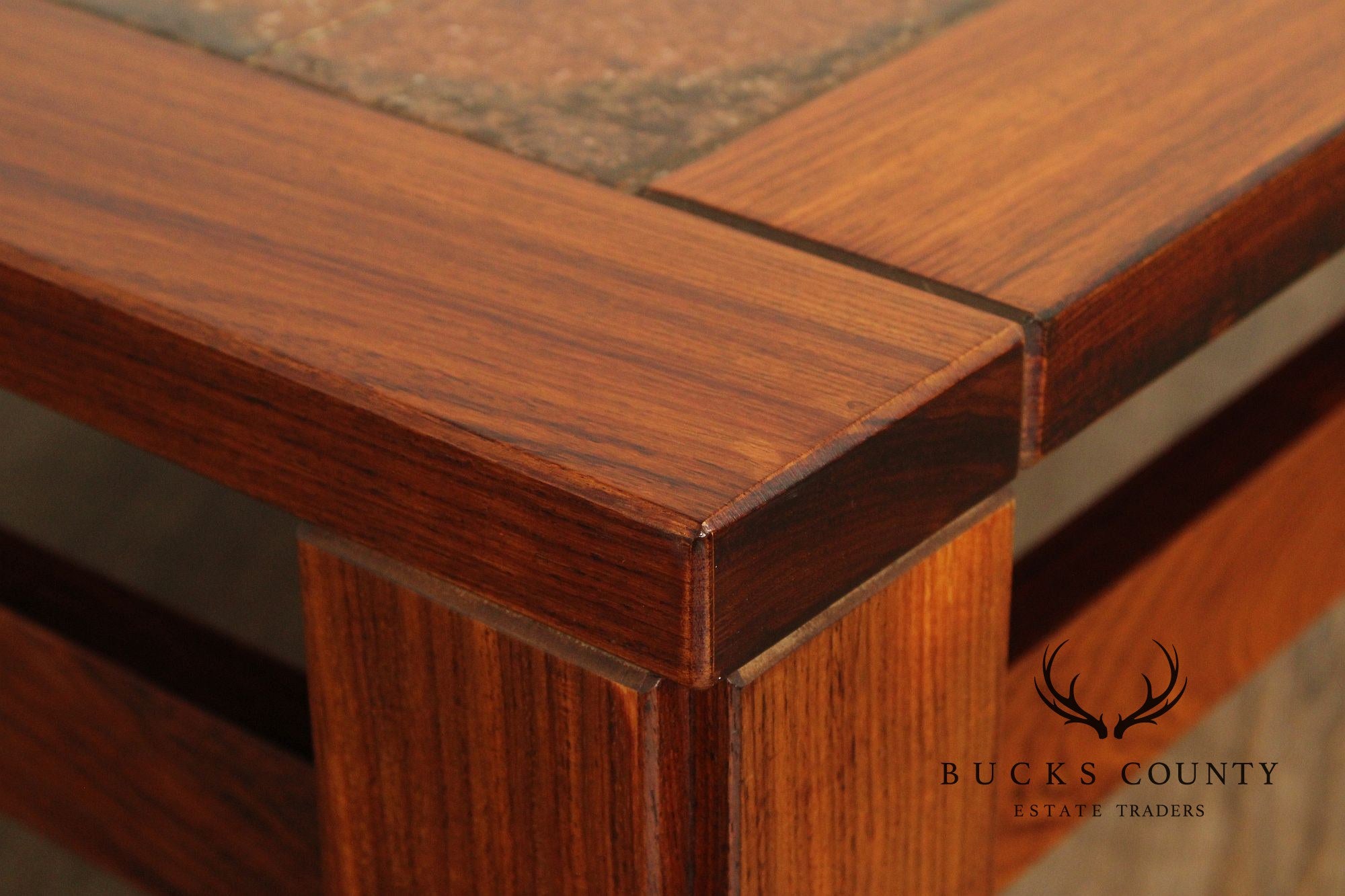 Vintage Danish Modern Rosewood & Tile Square Coffee Table