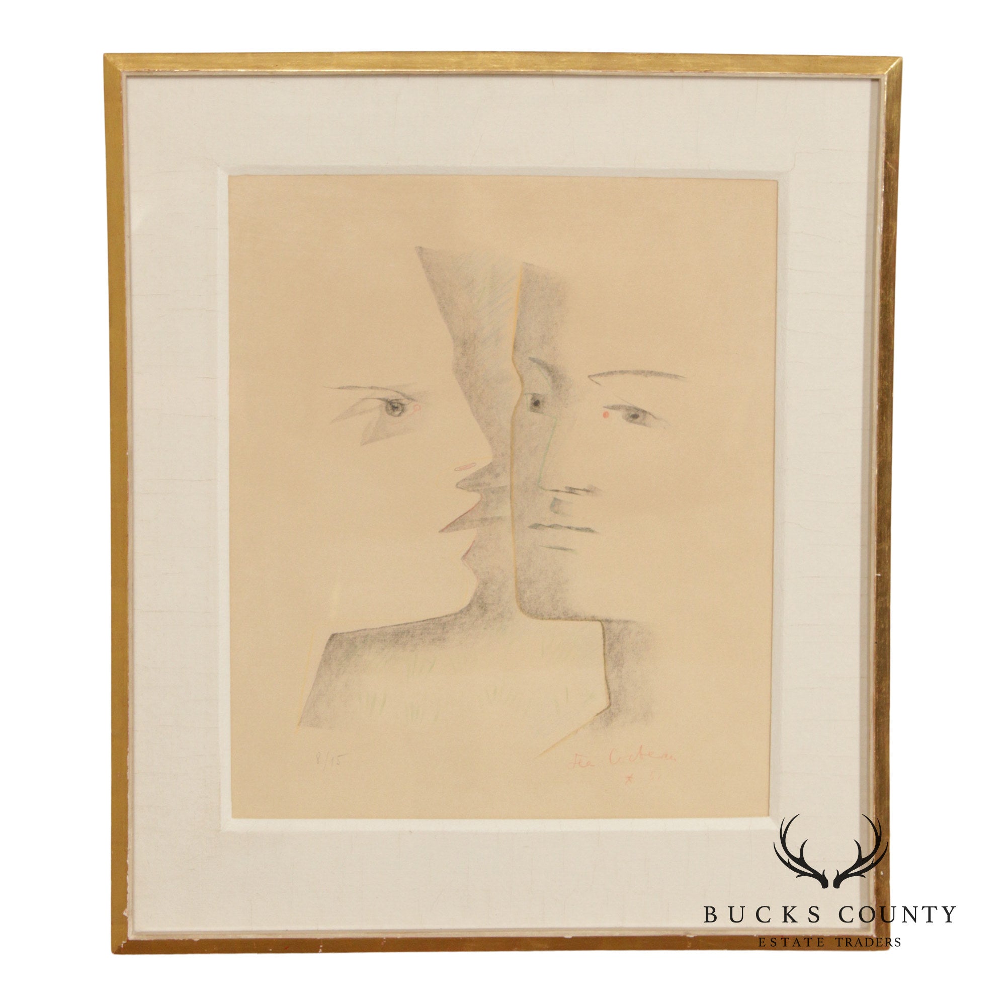 Jean Cocteau Limited Edition Print, 'Two Heads'