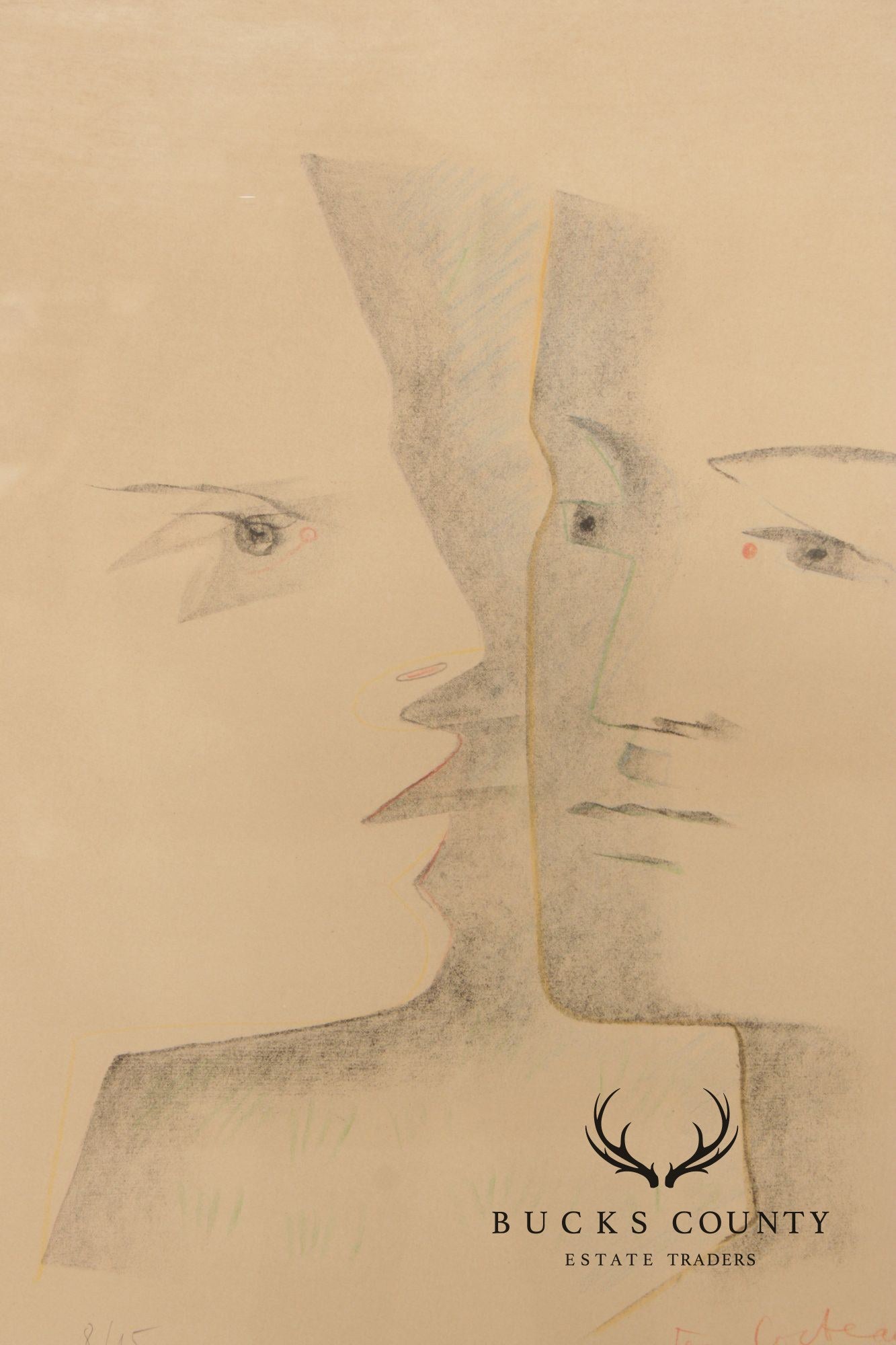 Jean Cocteau Limited Edition Print, 'Two Heads'