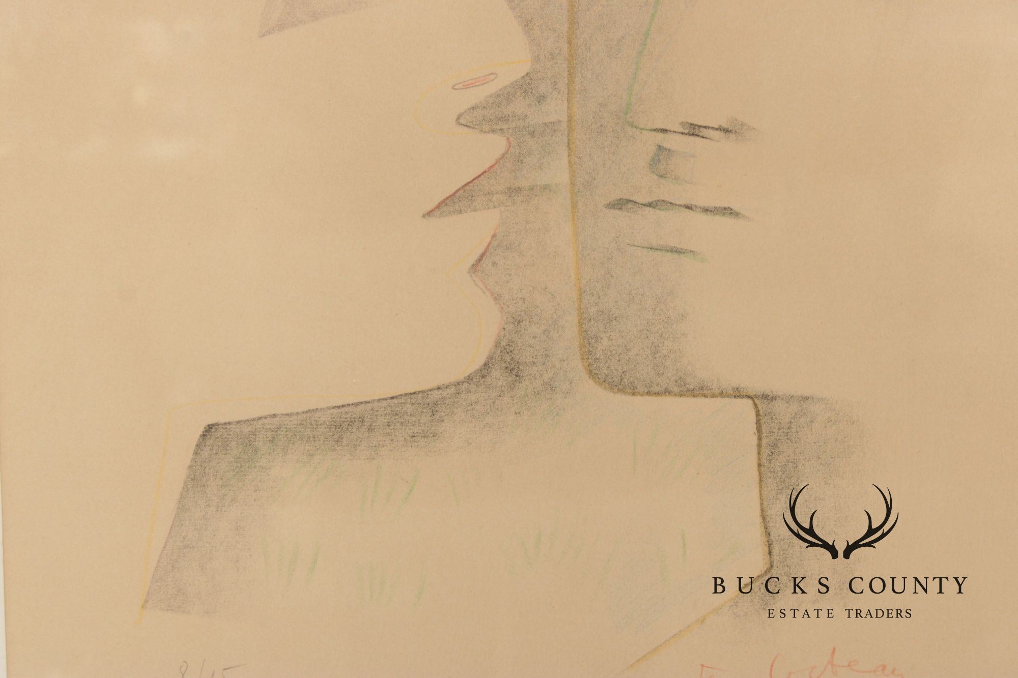 Jean Cocteau Limited Edition Print, 'Two Heads'