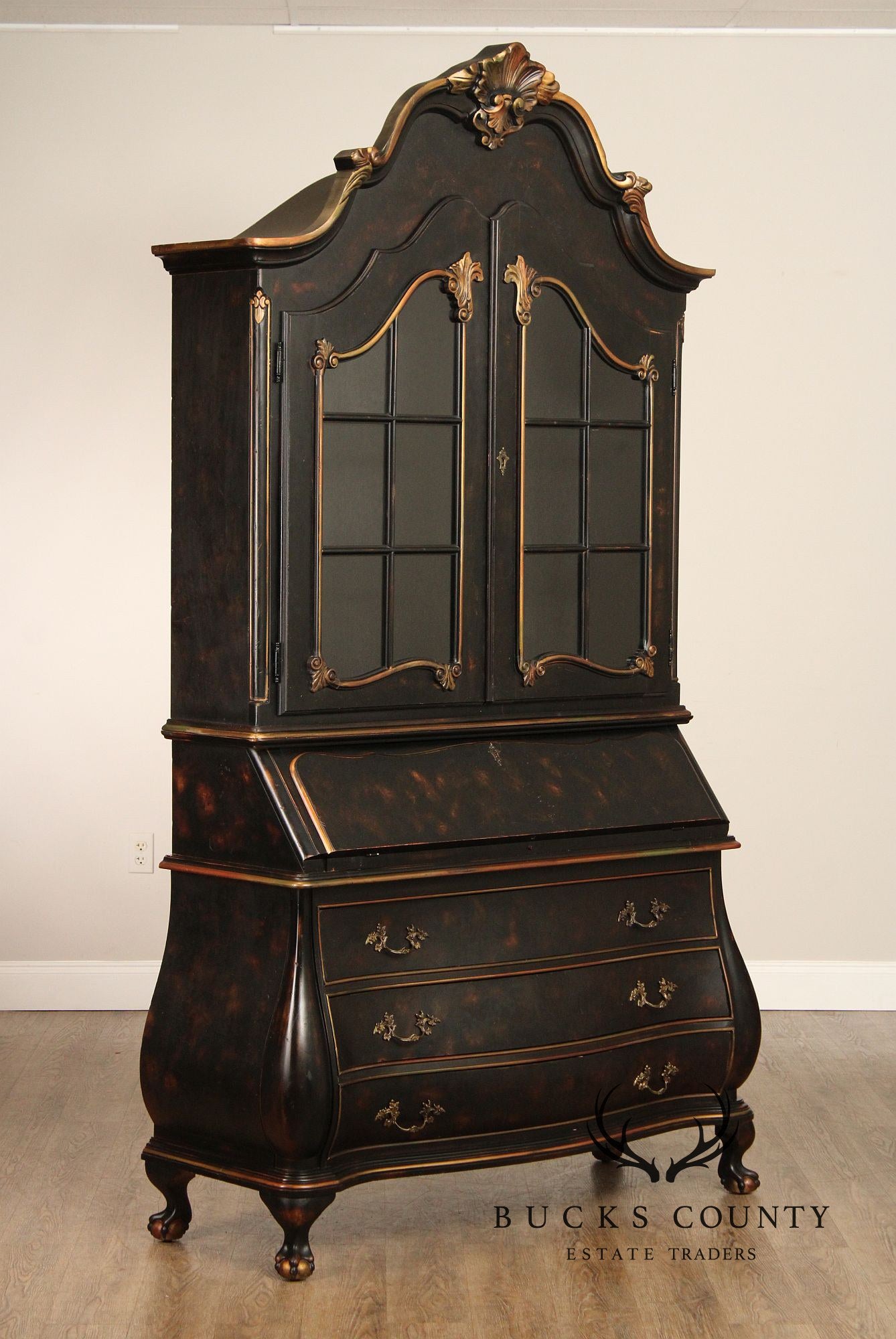 Hekman Italian Rococo Style Bombe Secretary Writing Desk