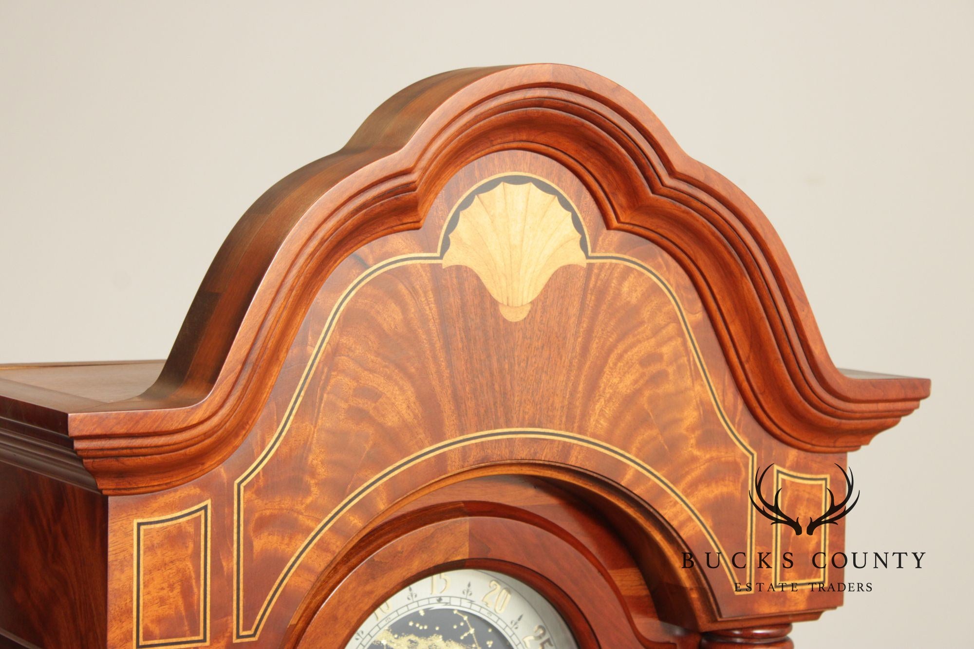 Sligh Federal Style Inlaid Mahogany Grandfather Clock
