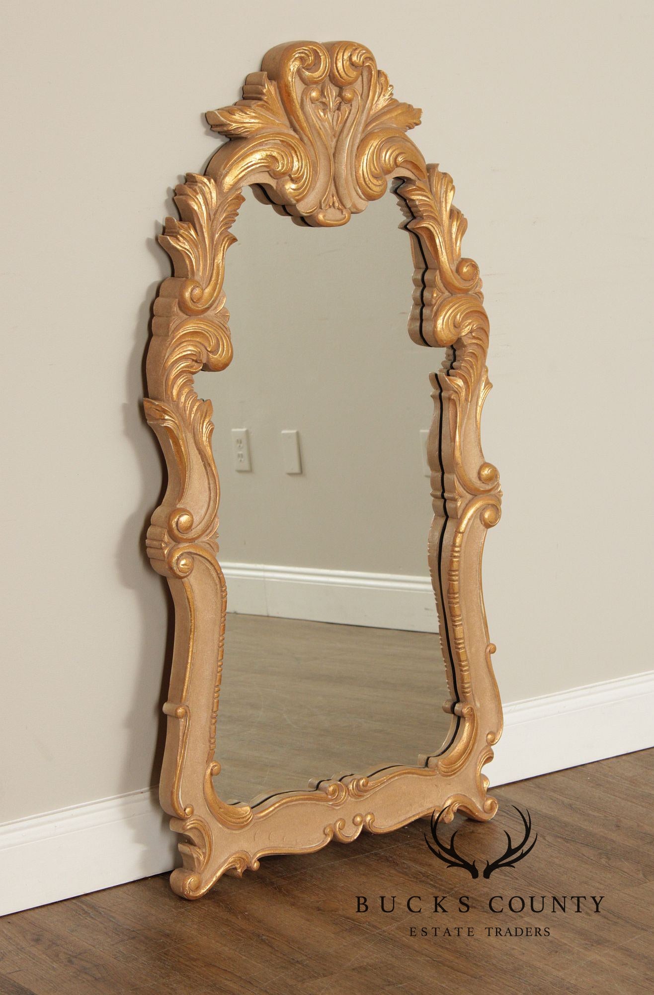 Rococo Style Large Gold Painted Wall Mirror