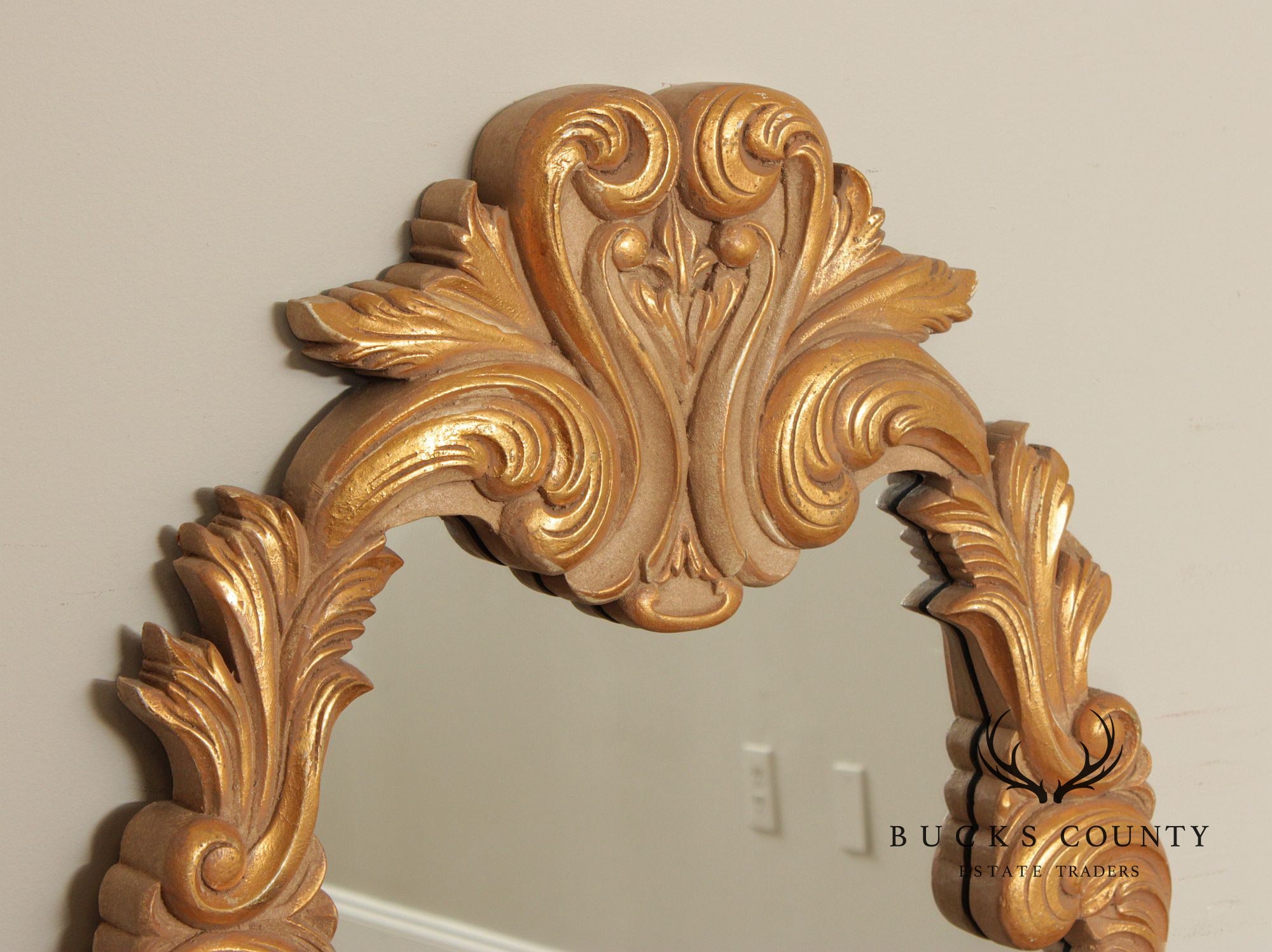 Rococo Style Large Gold Painted Wall Mirror