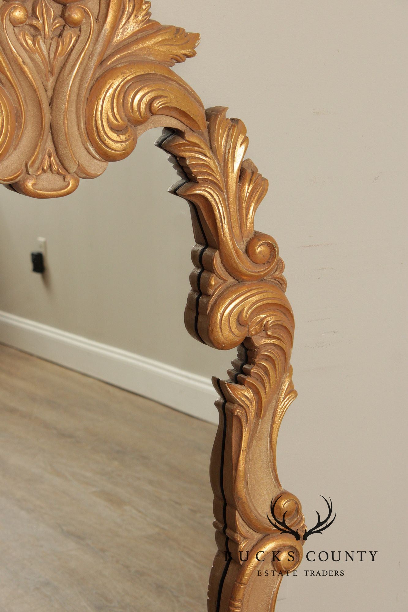 Rococo Style Large Gold Painted Wall Mirror