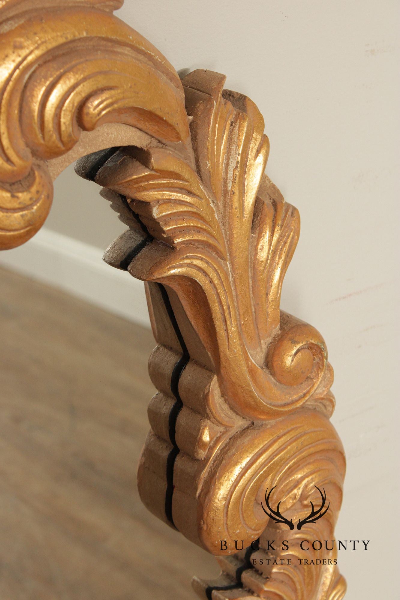 Rococo Style Large Gold Painted Wall Mirror