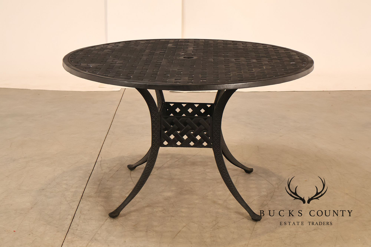 Hanamint 48" Round Cast Aluminum Outdoor Patio Dining Table With Lattice Top