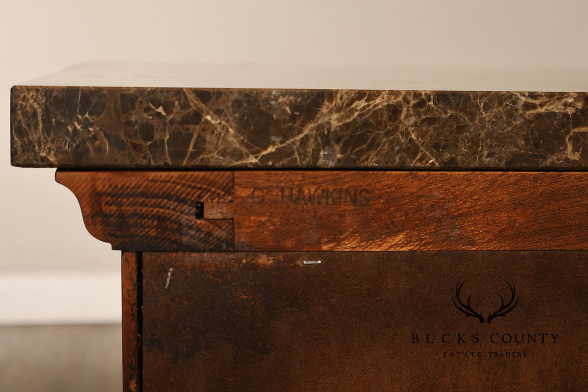 Bernhardt French Provincial Pair Of Marble Top Three-Drawer Nightstands