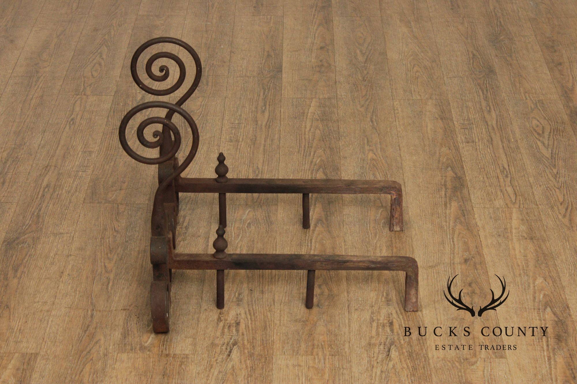 Antique Pair of Hand Forged of Fireplace Andirons