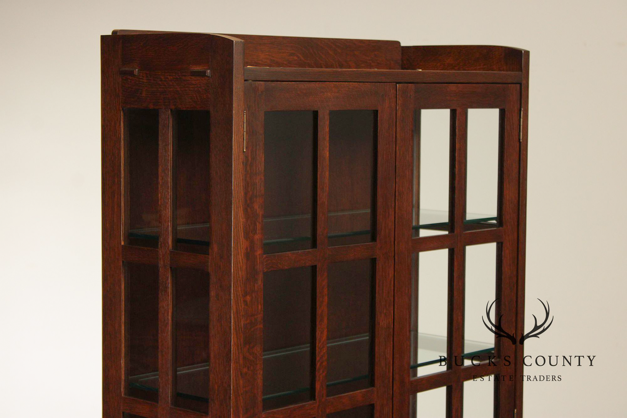 Stickley Mission Collection Oak Lighted Display Cabinet