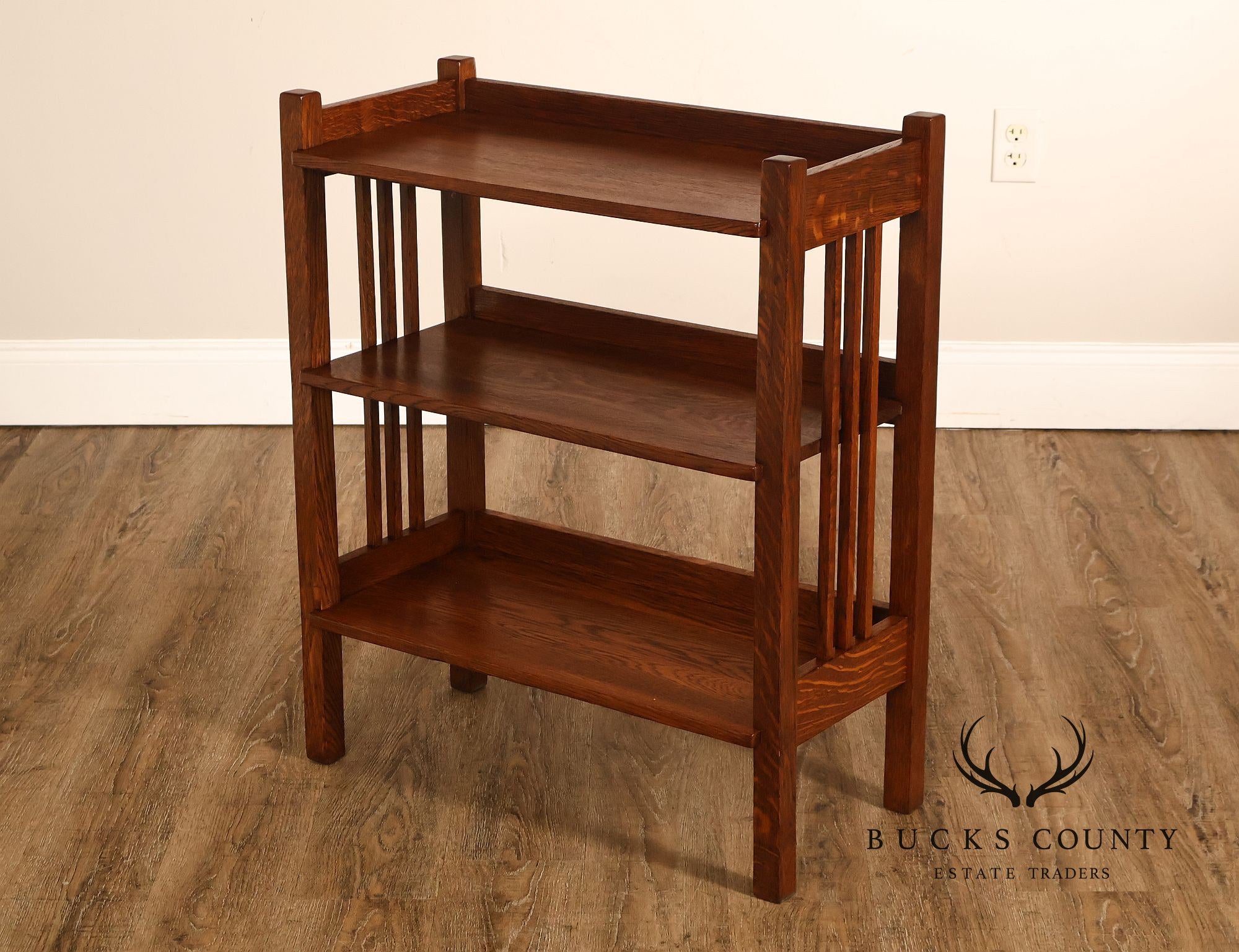 Antique Stickley Brothers Mission Oak Magazine Stand Bookcase