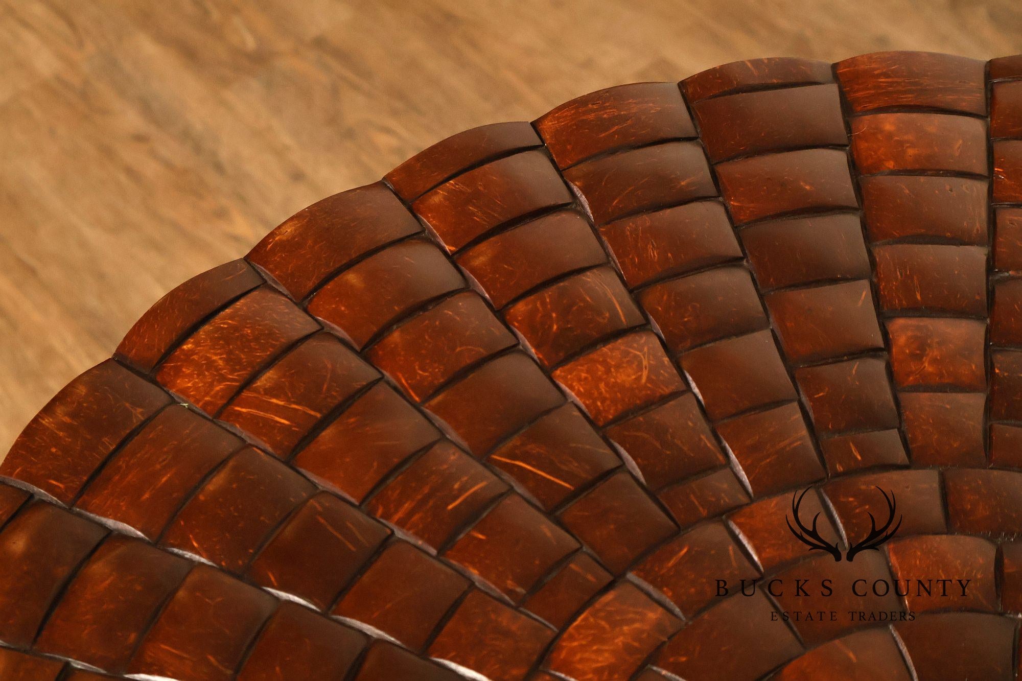 Maitland-Smith Pair Of Woven Top Round End Tables
