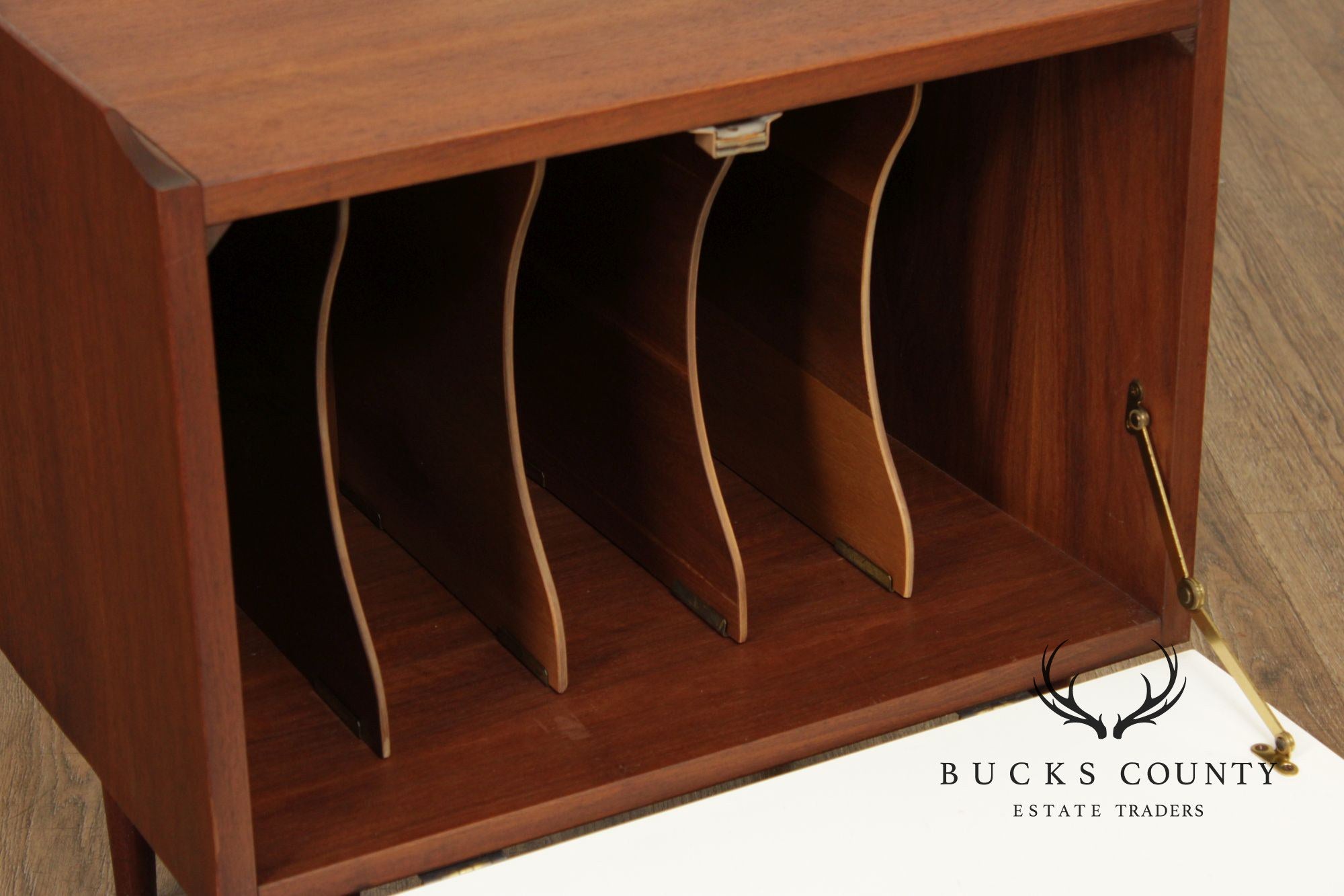 Mid Century Modern Walnut Record Cabinet Side Table
