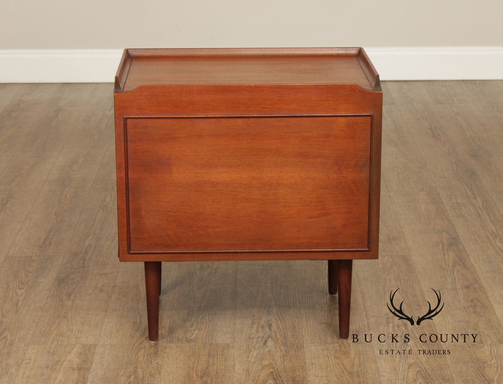 Mid Century Modern Walnut Record Cabinet Side Table