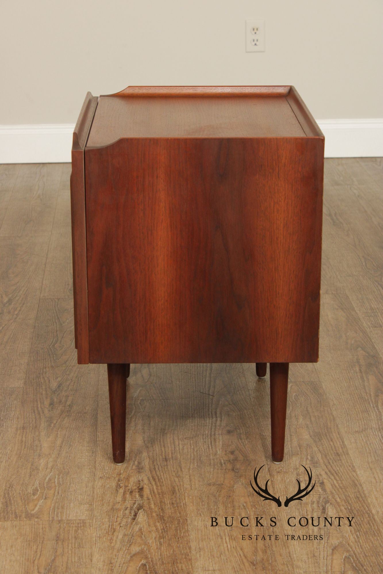 Mid Century Modern Walnut Record Cabinet Side Table