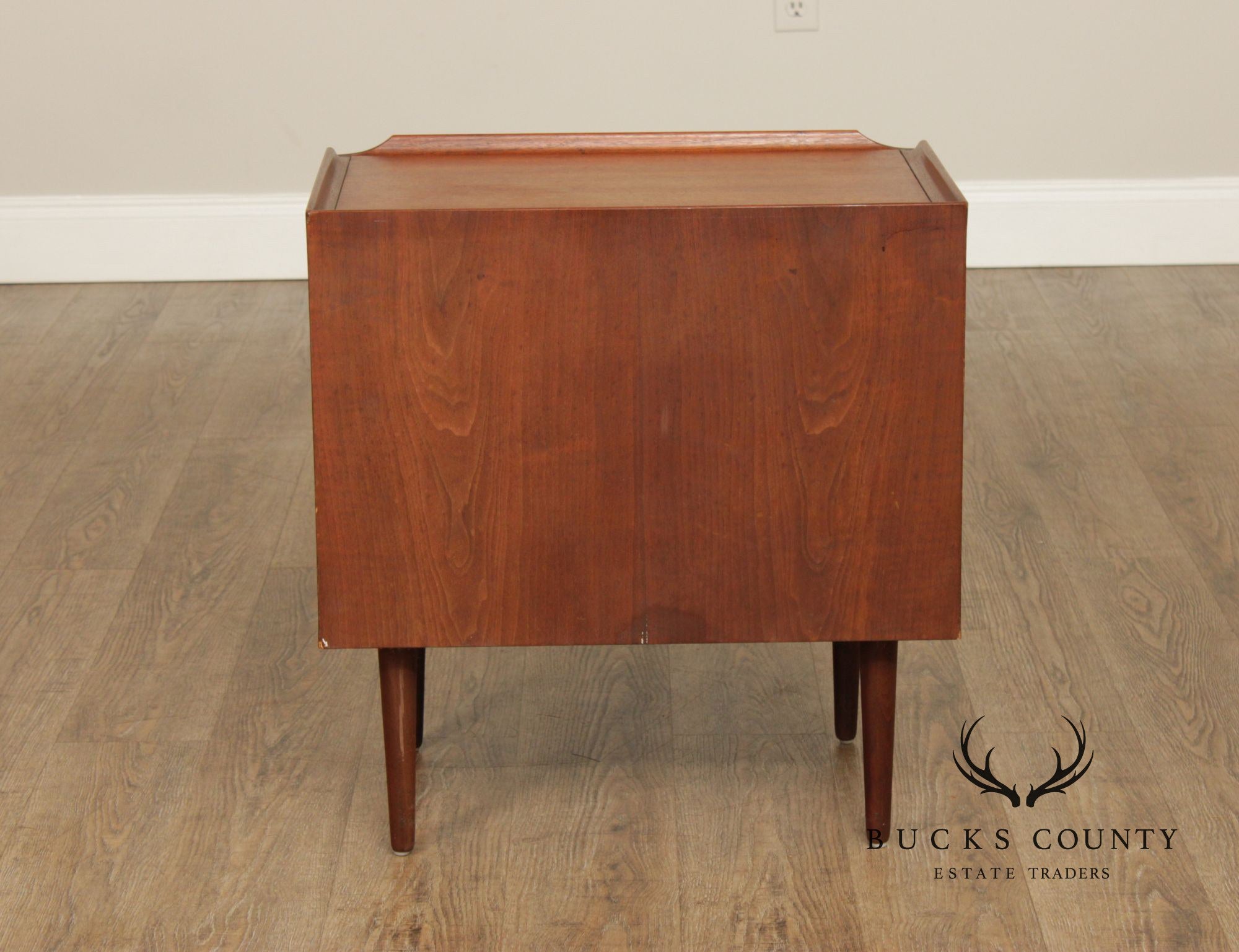 Mid Century Modern Walnut Record Cabinet Side Table