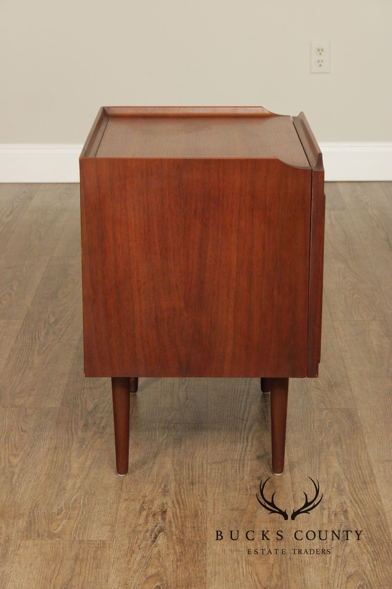 Mid Century Modern Walnut Record Cabinet Side Table