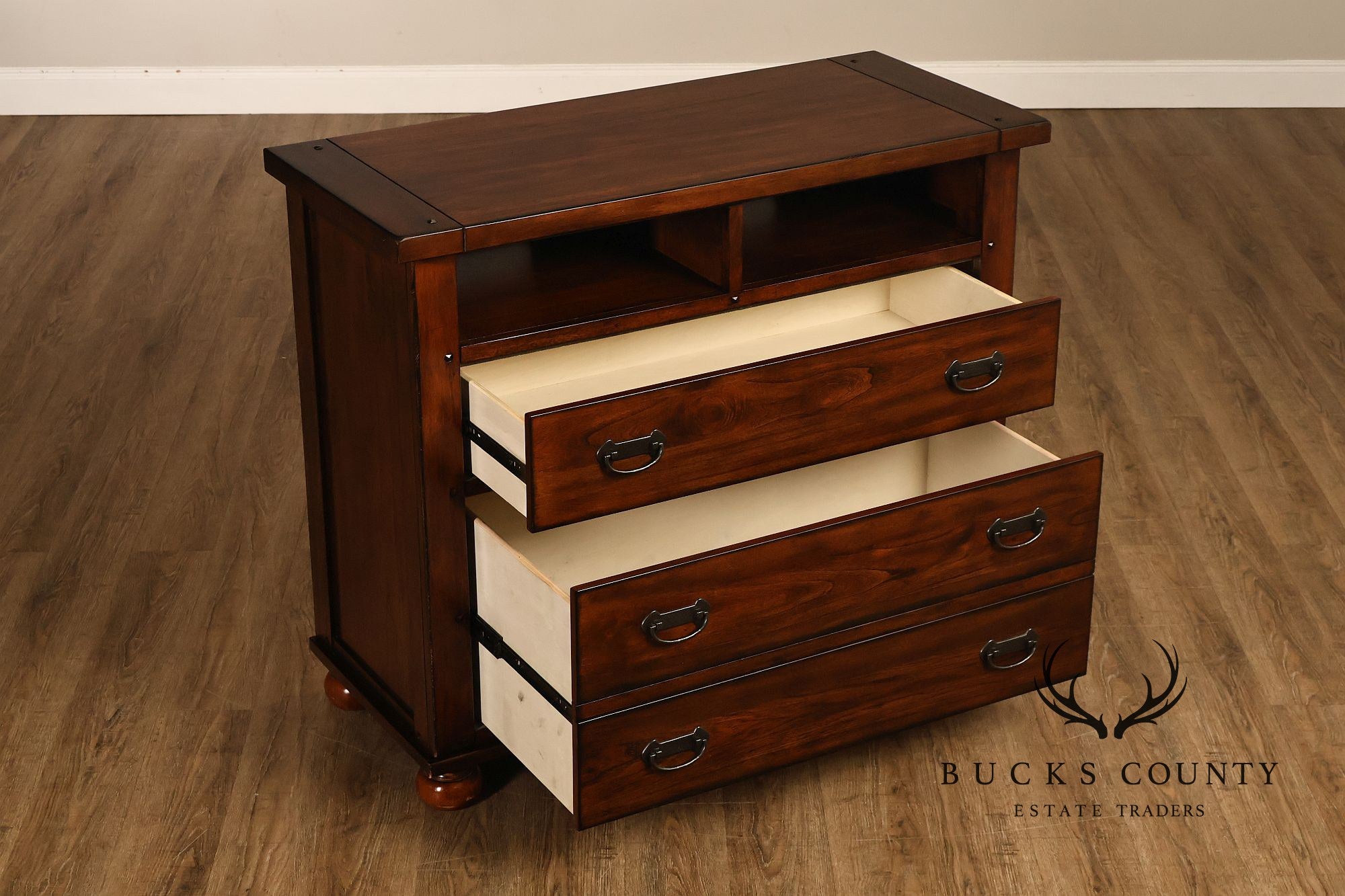 Mission Style Media Chest With Open Storage
