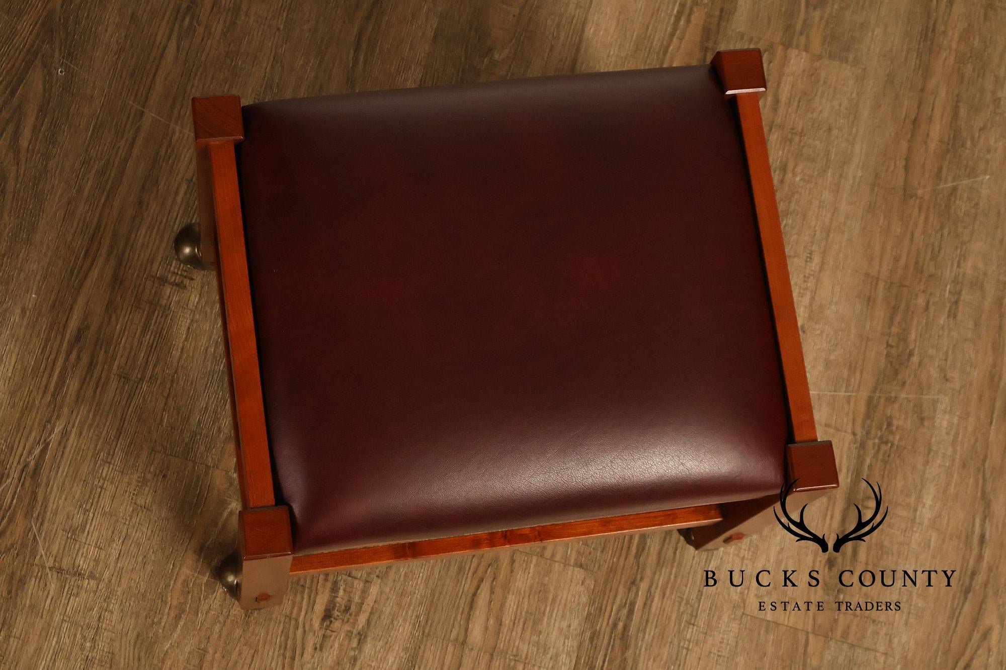Stickley Mission Collection Pair Of Cherry And Leather Footstools