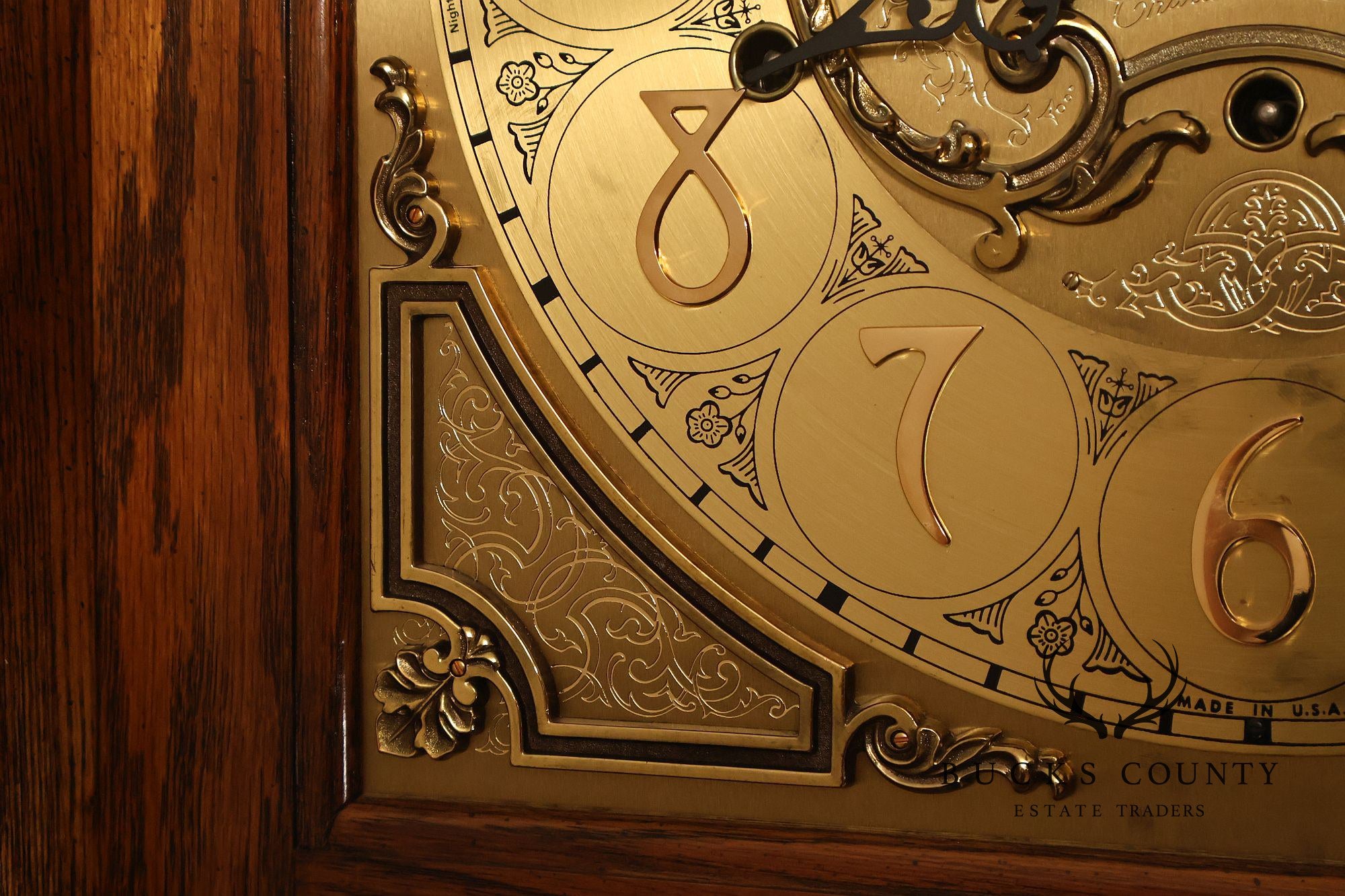 Sligh Traditional Oak Triple Chime Grandfather Clock With Moon Phase Dial
