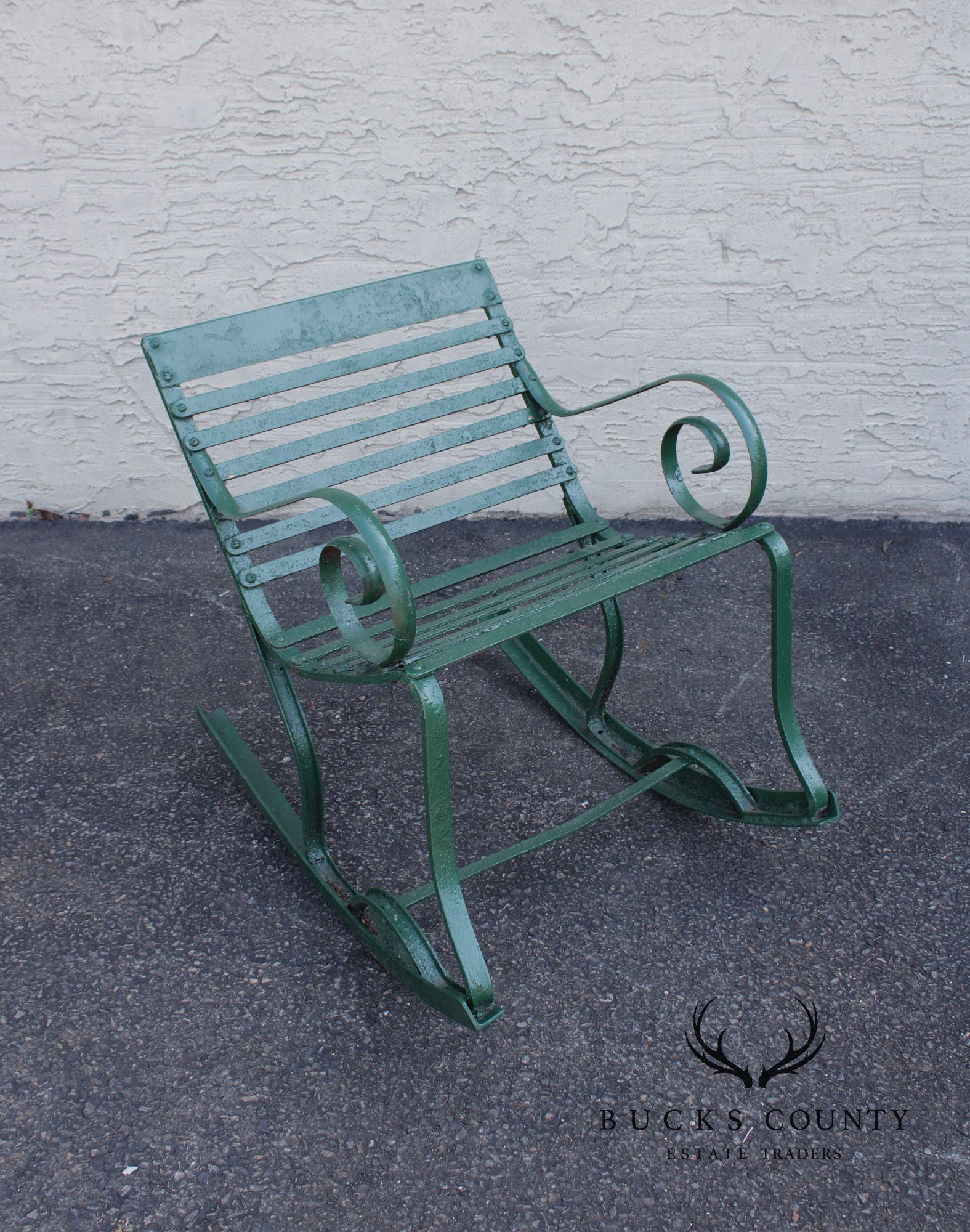 Antique Wrought Iron Outdoor Garden Rocking Chair