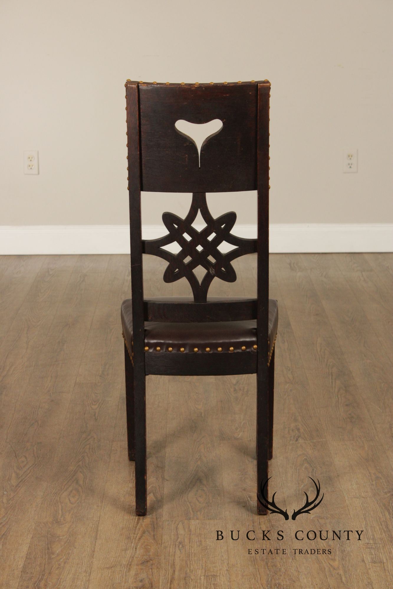 Michigan Chair Co. Antique Oak Arts & Crafts Hall Chair