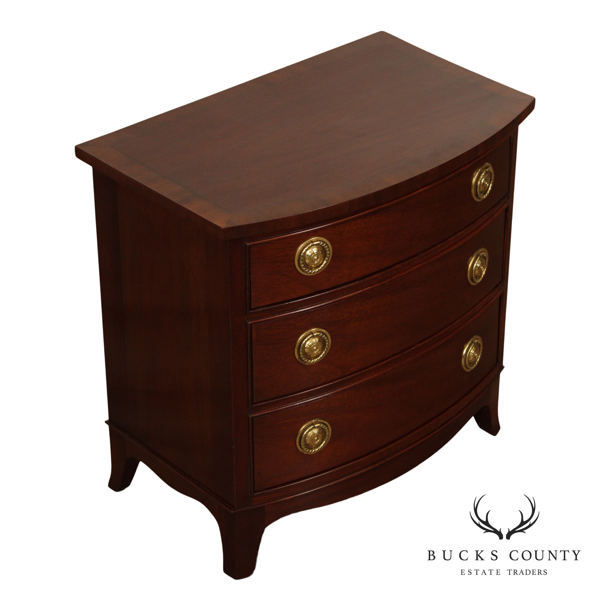 Councill Craftsmen Hepplewhite Style Mahogany Bowfront Nightstand Chest